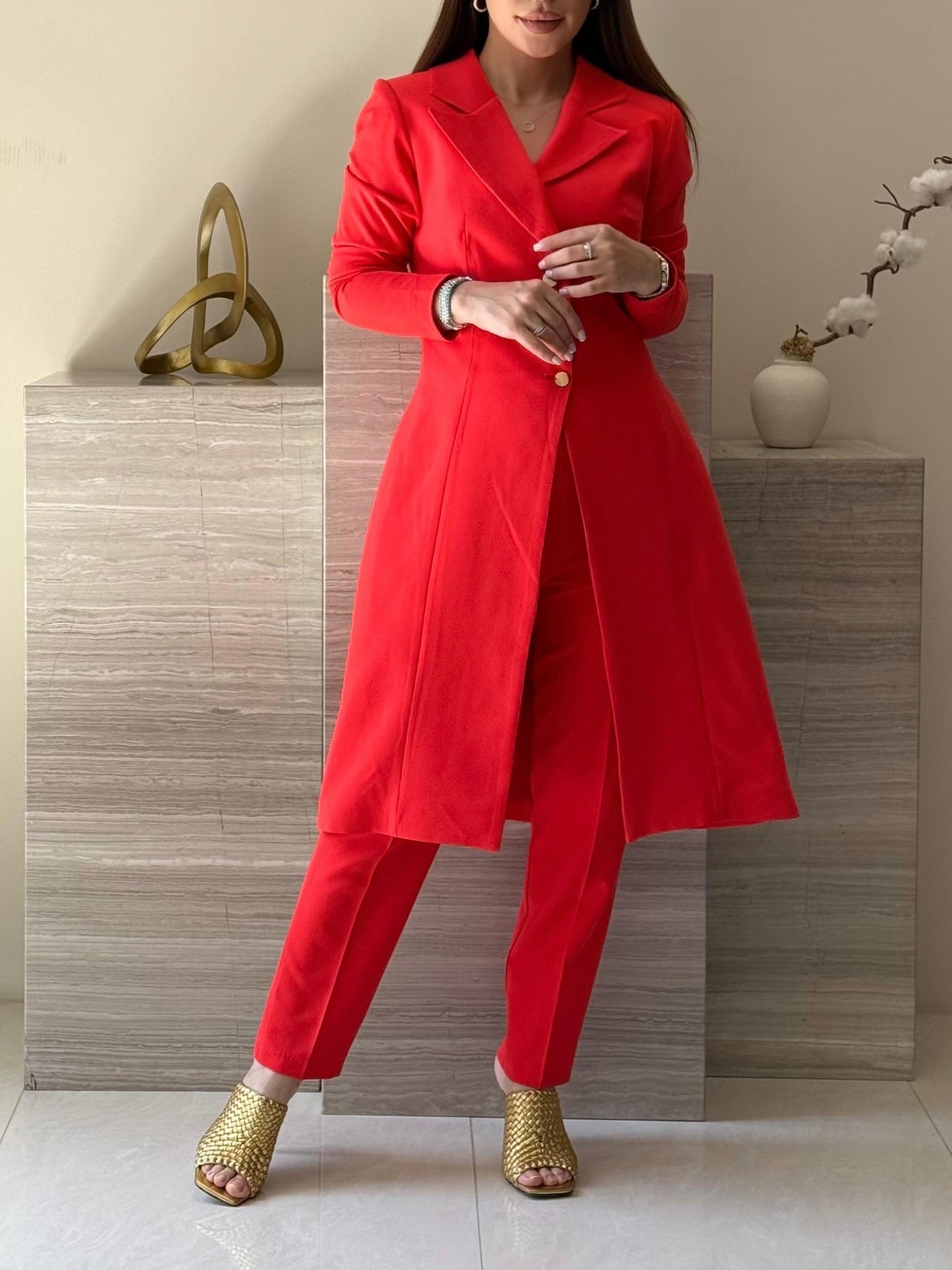 Scarlet Set-Overcoat x Pencil pants