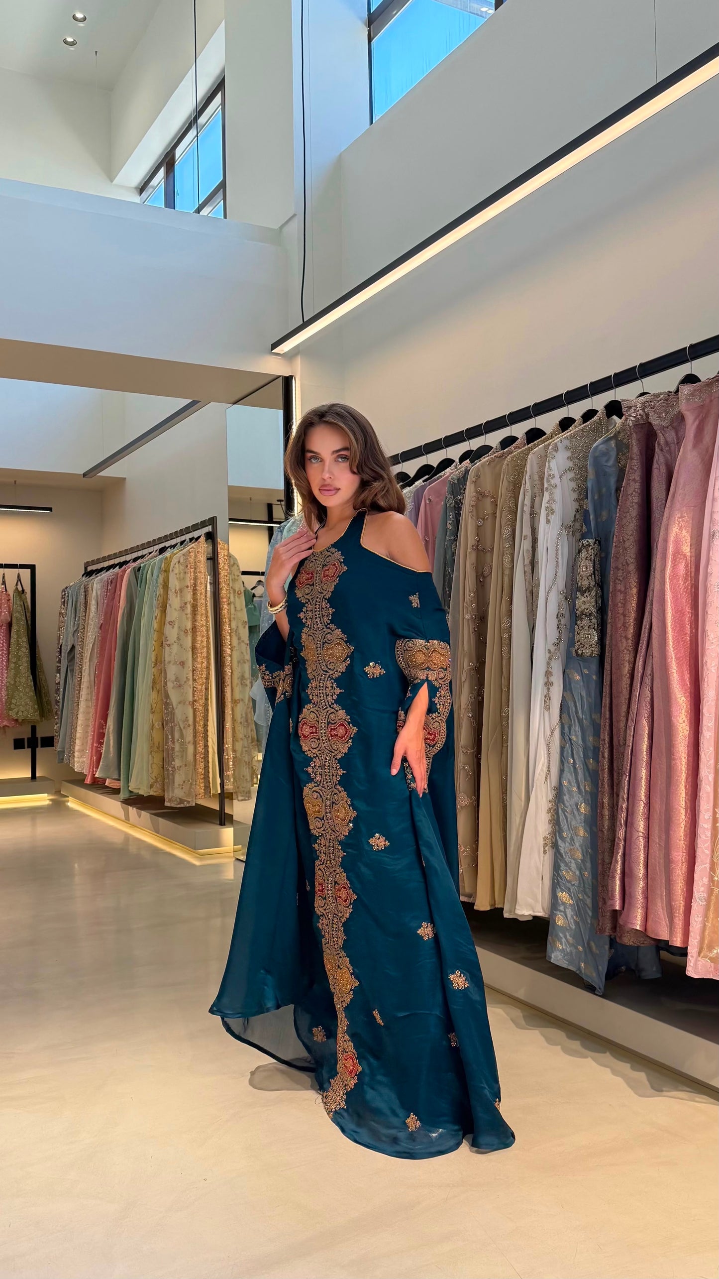 Cutout Cape Jelwa Kaftan -Teal