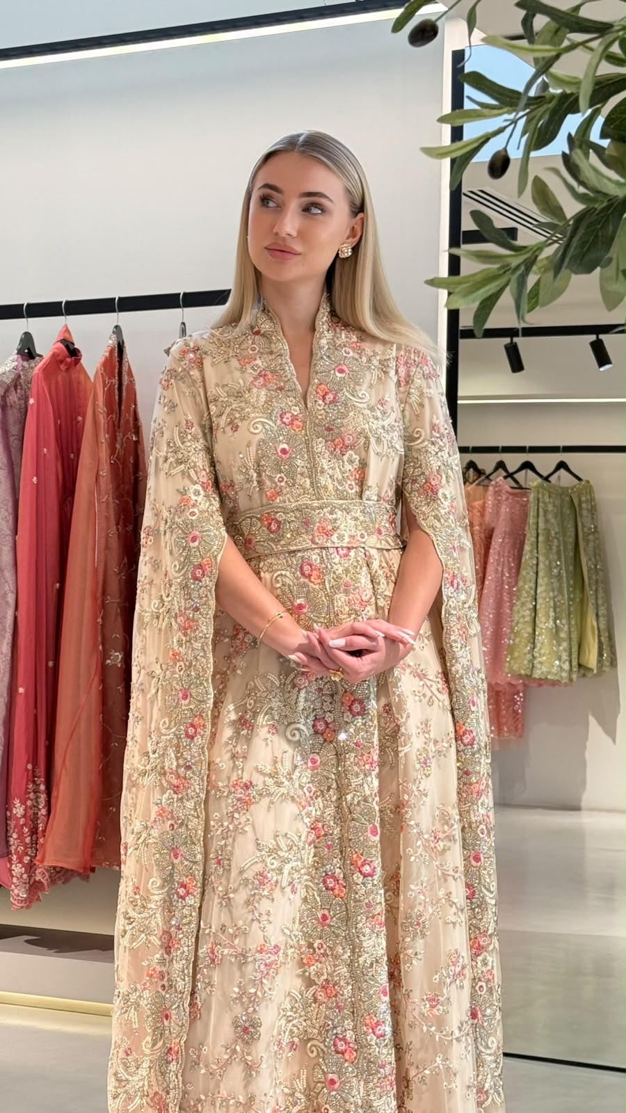 Cape Long sleeves Jelwa kaftan - Cream