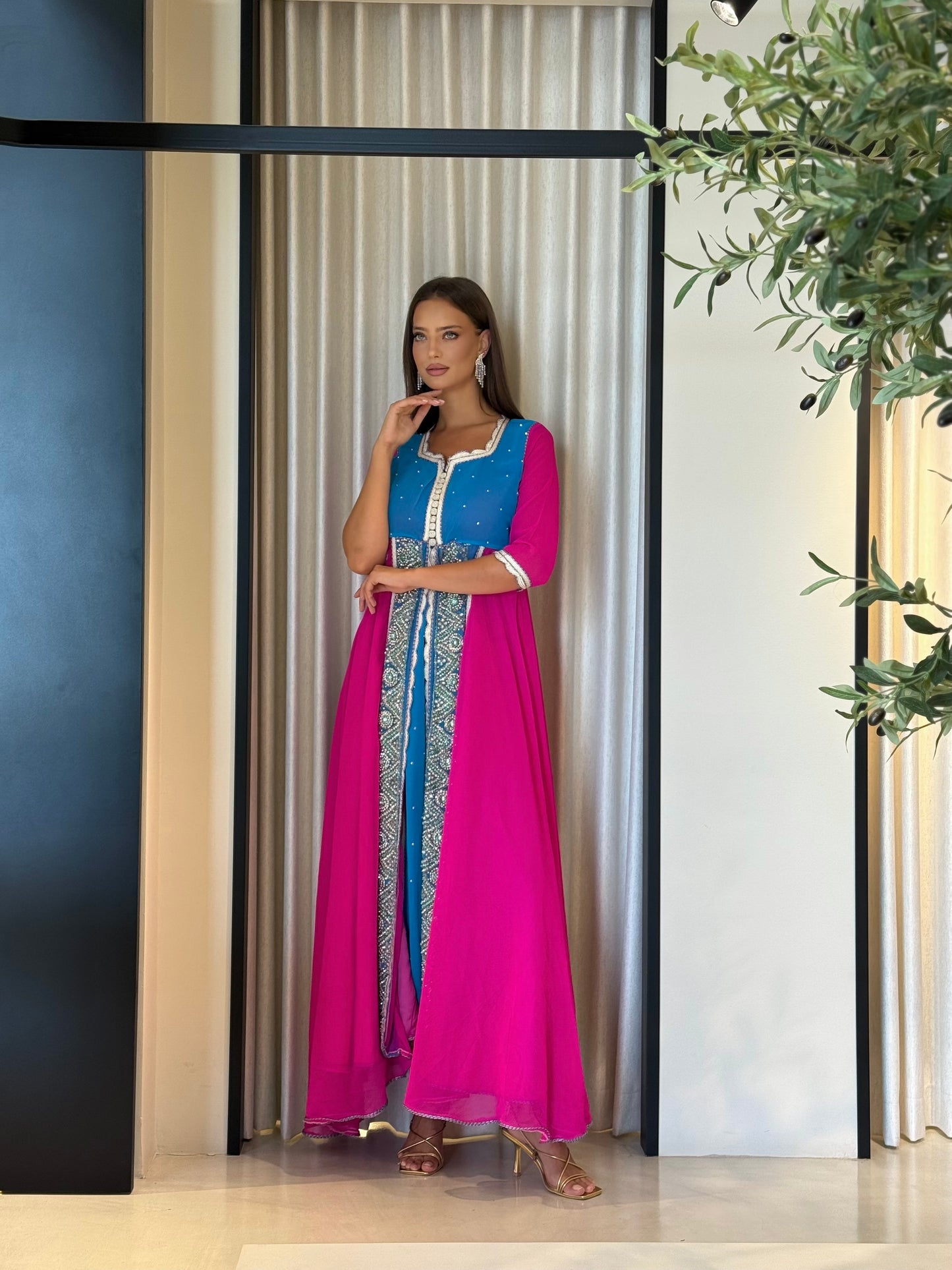 Morrocan Kaftan- Fuschia x Blue