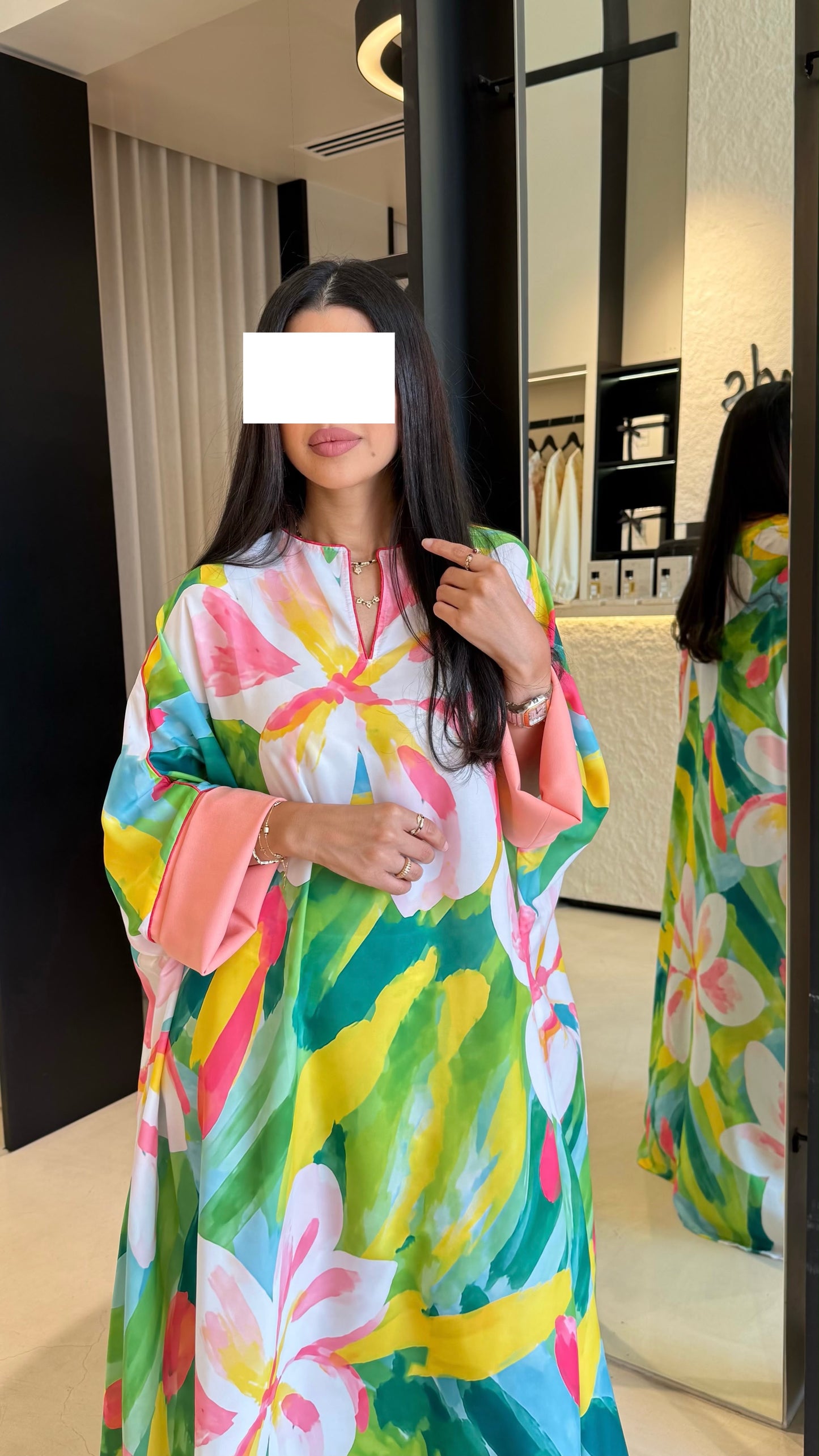 Summer floral kaftan - Peach Sleeves