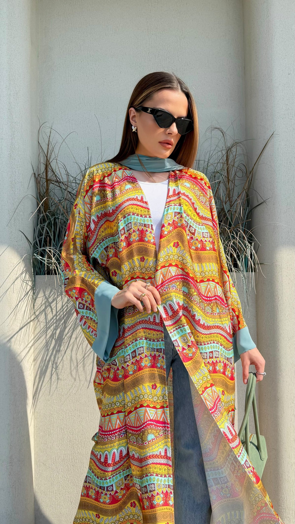 Whimsical Abaya -Mustard x Mint