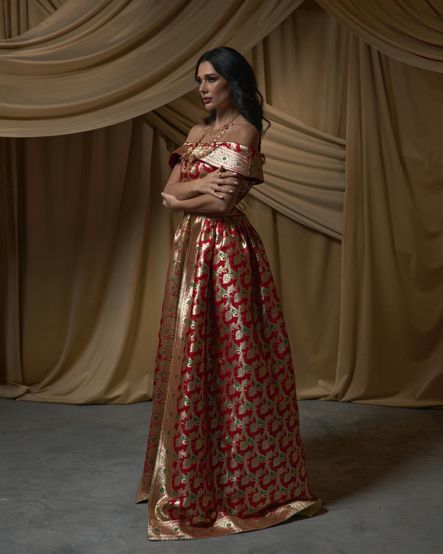 Brocade Bridal- Red x Gold