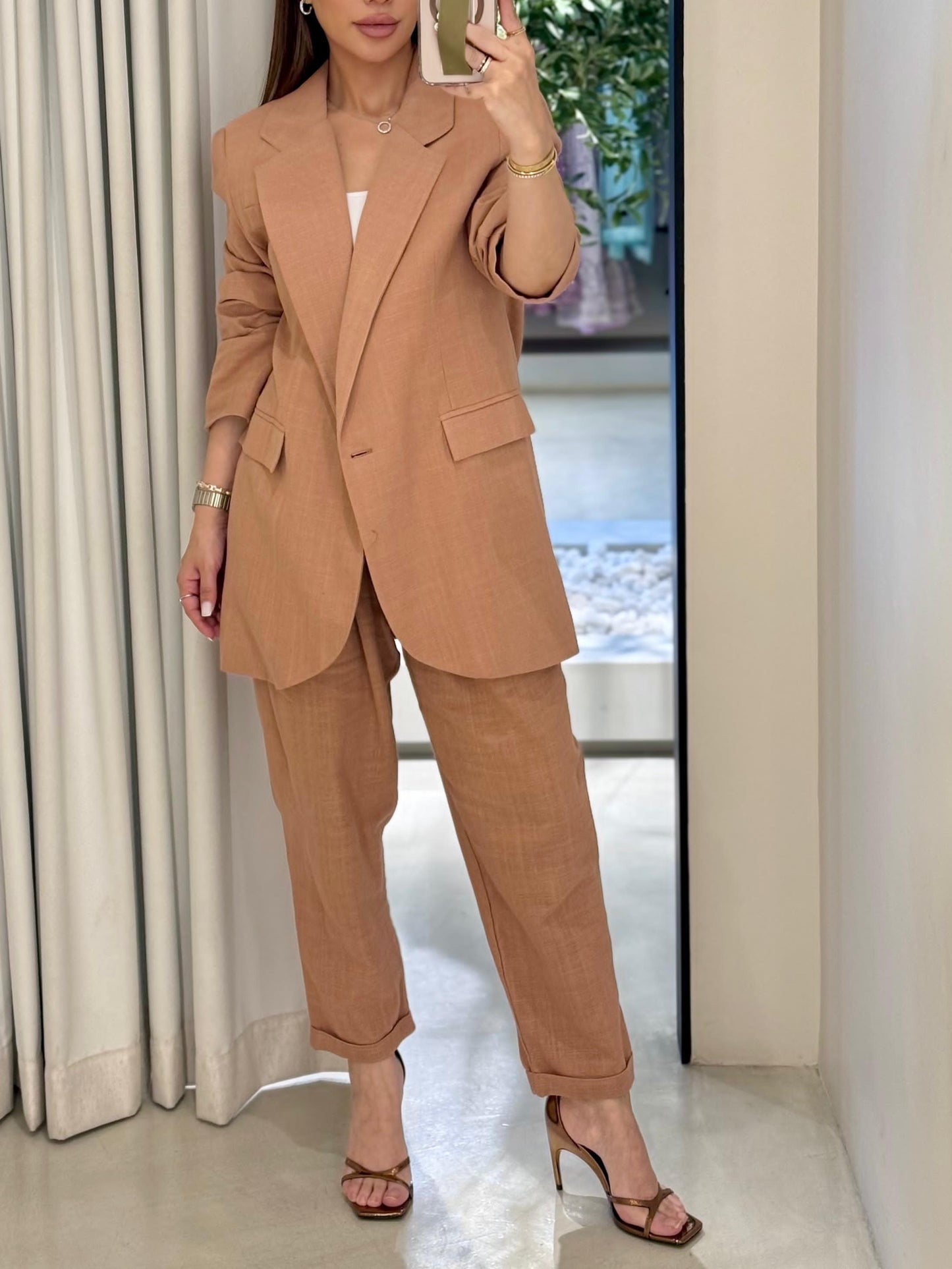 The linen summer Suit- Tan