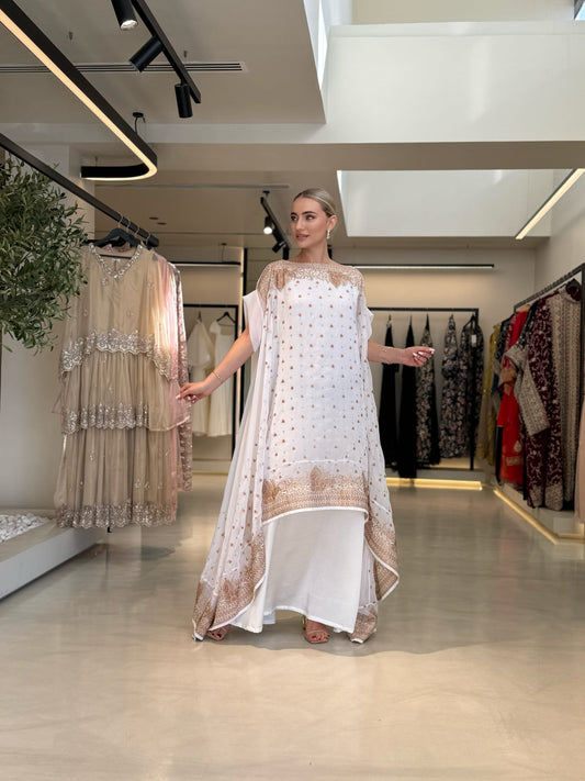 Double Layer Jelwa Kaftan-white
