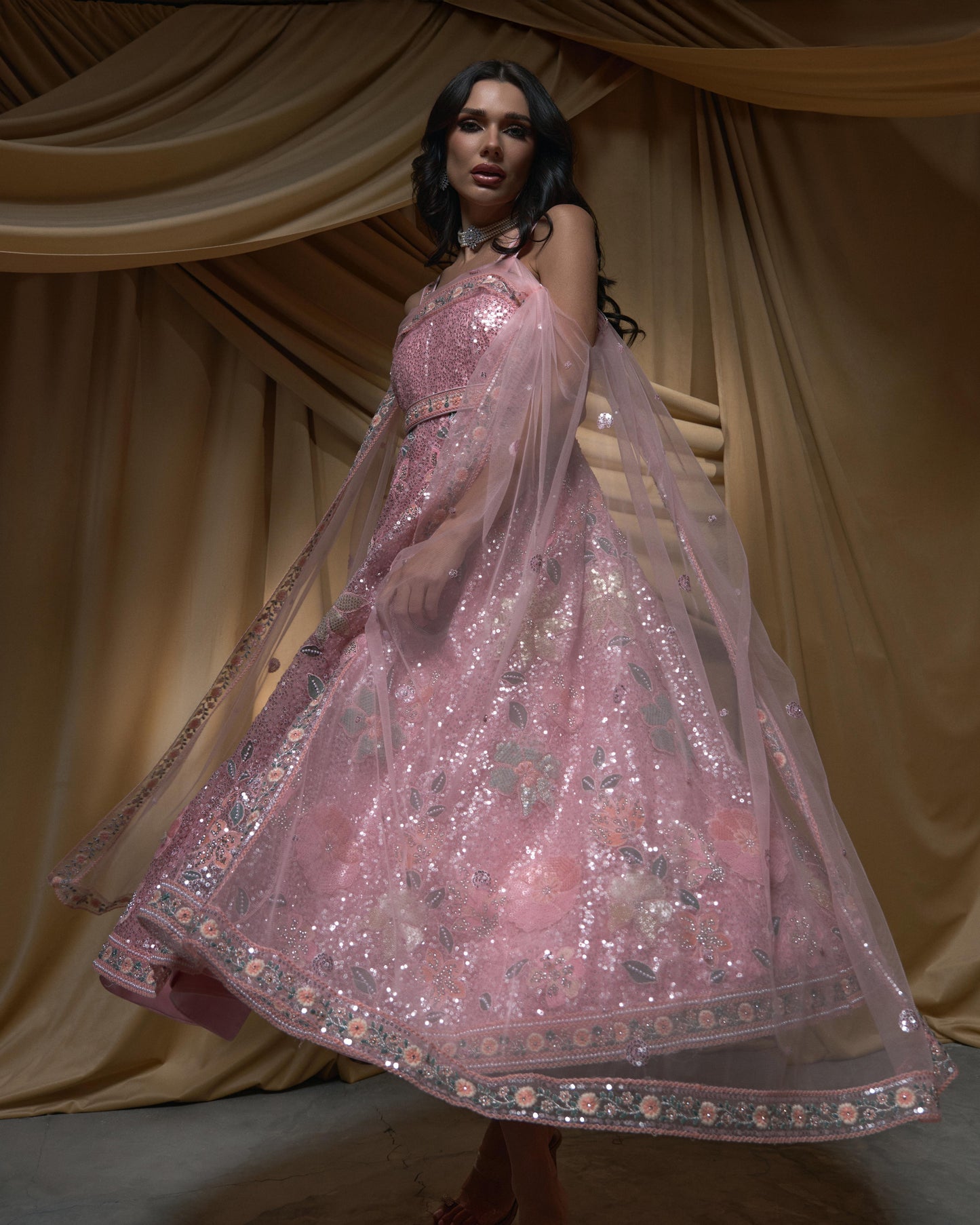 Short Sequin Jelwa Dress- Rose Pink