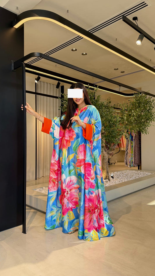 Summer floral kaftan - Red X Blue Florals