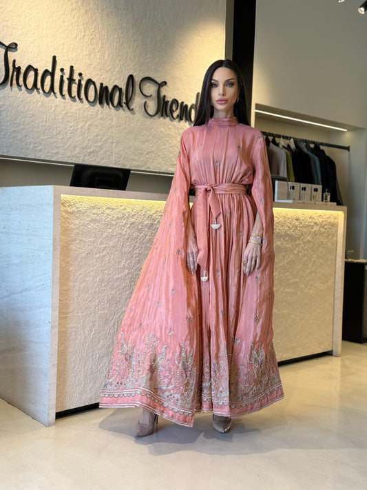 Jelwa kaftan Dress- Powder Pink x embellishments