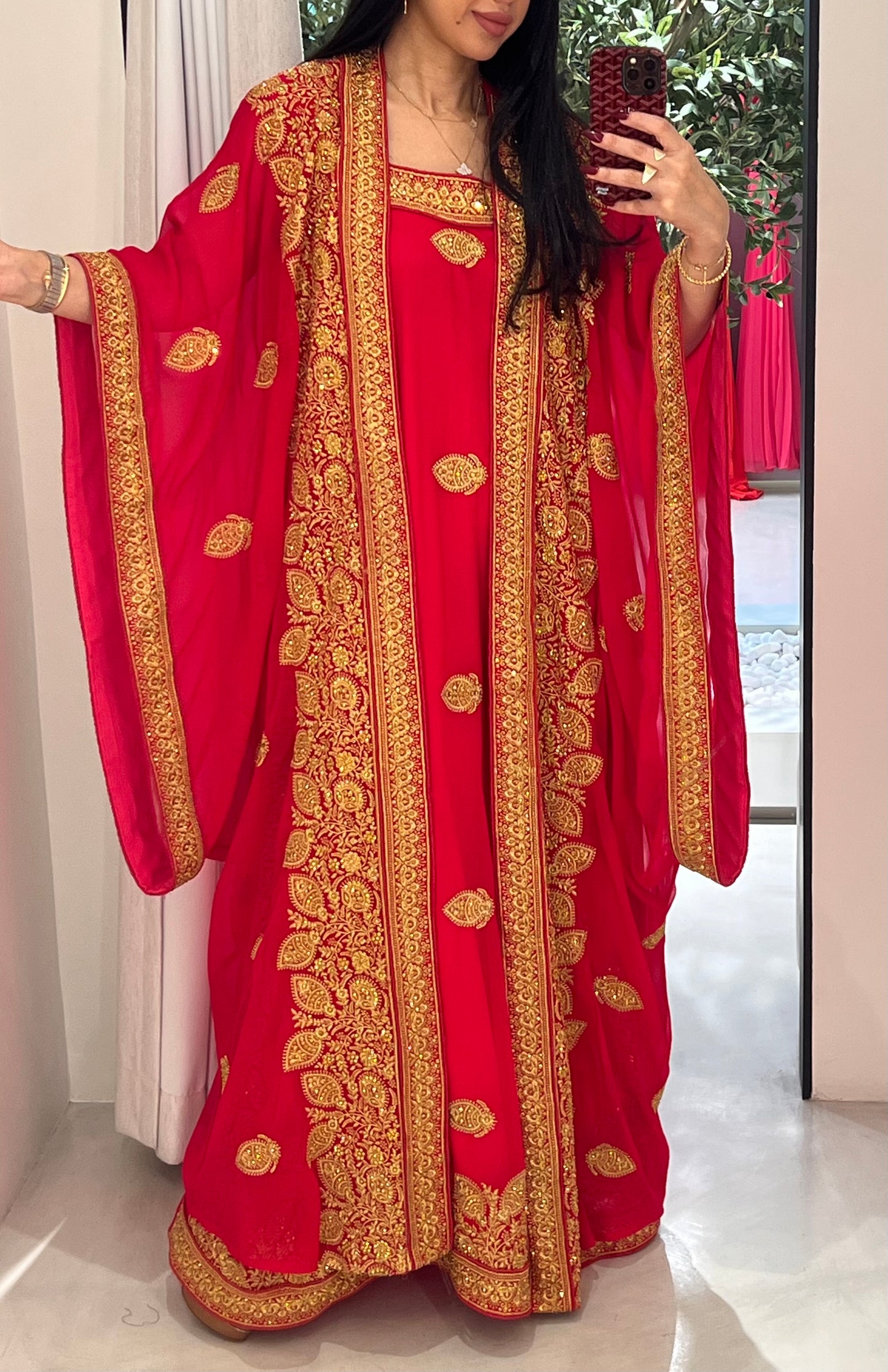 Nashel Jelwa kaftan - Red