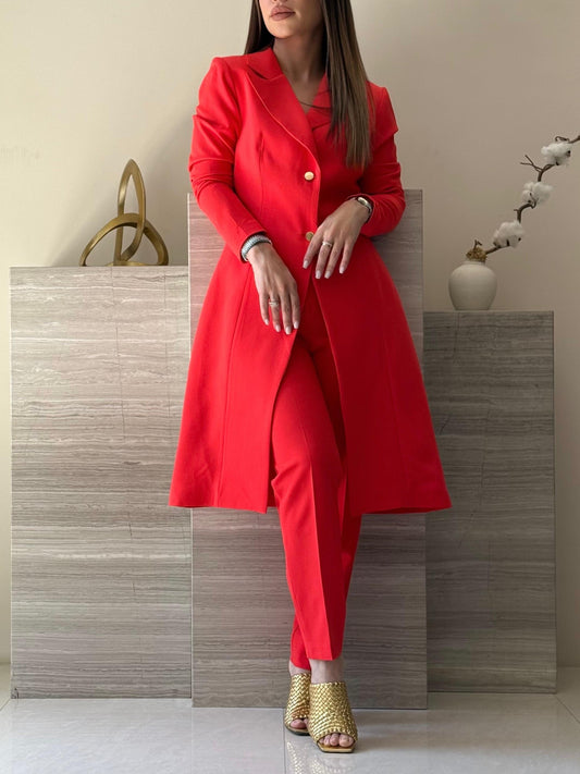 Scarlet Set-Overcoat x Pencil pants