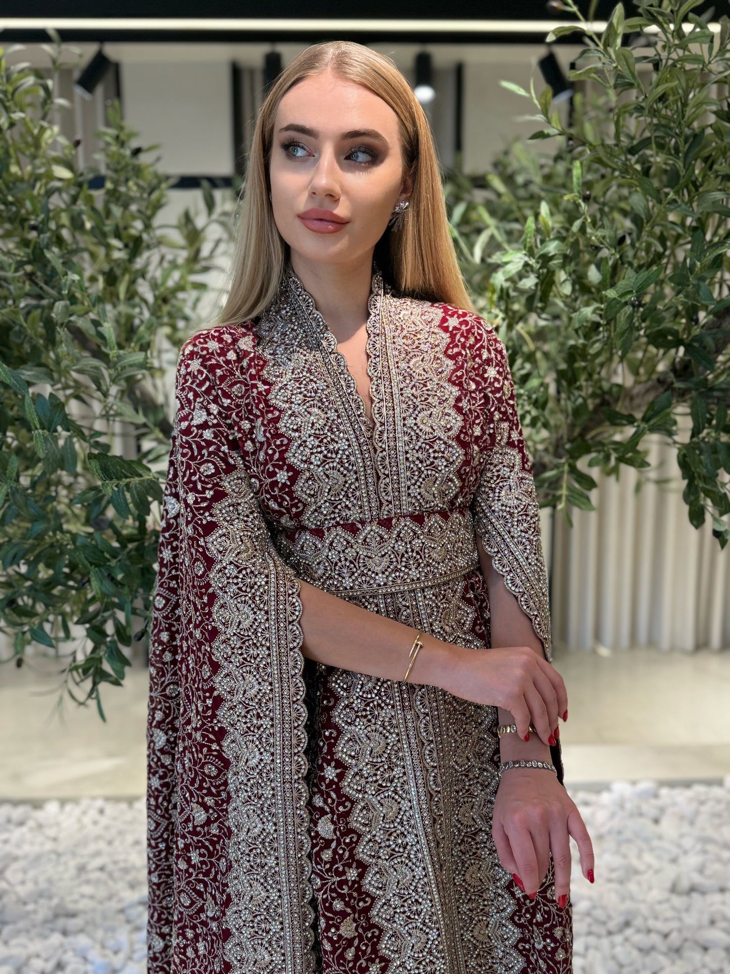 Jelwa kaftan Dress-Red x gold