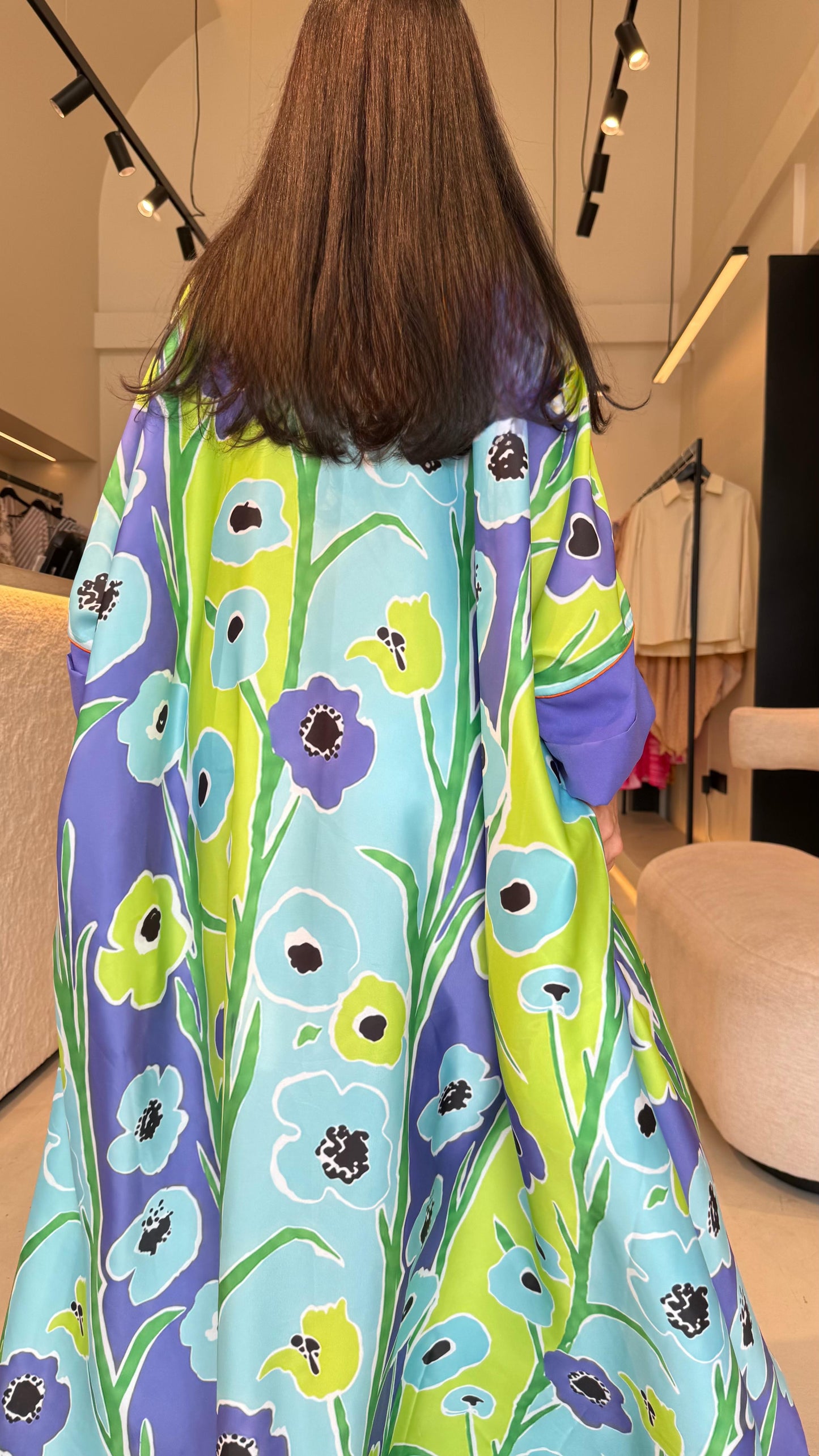Summer floral kaftan - Purple x Blue florals