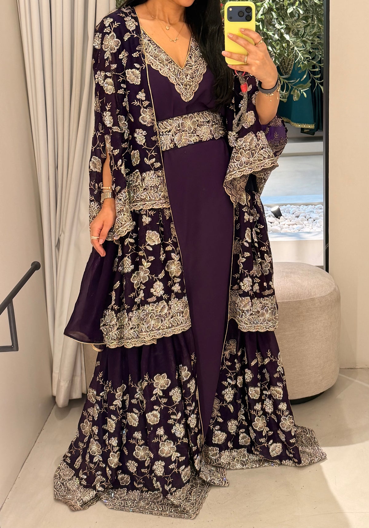 Triple Layered Jelwa Bisht /kaftan - violet