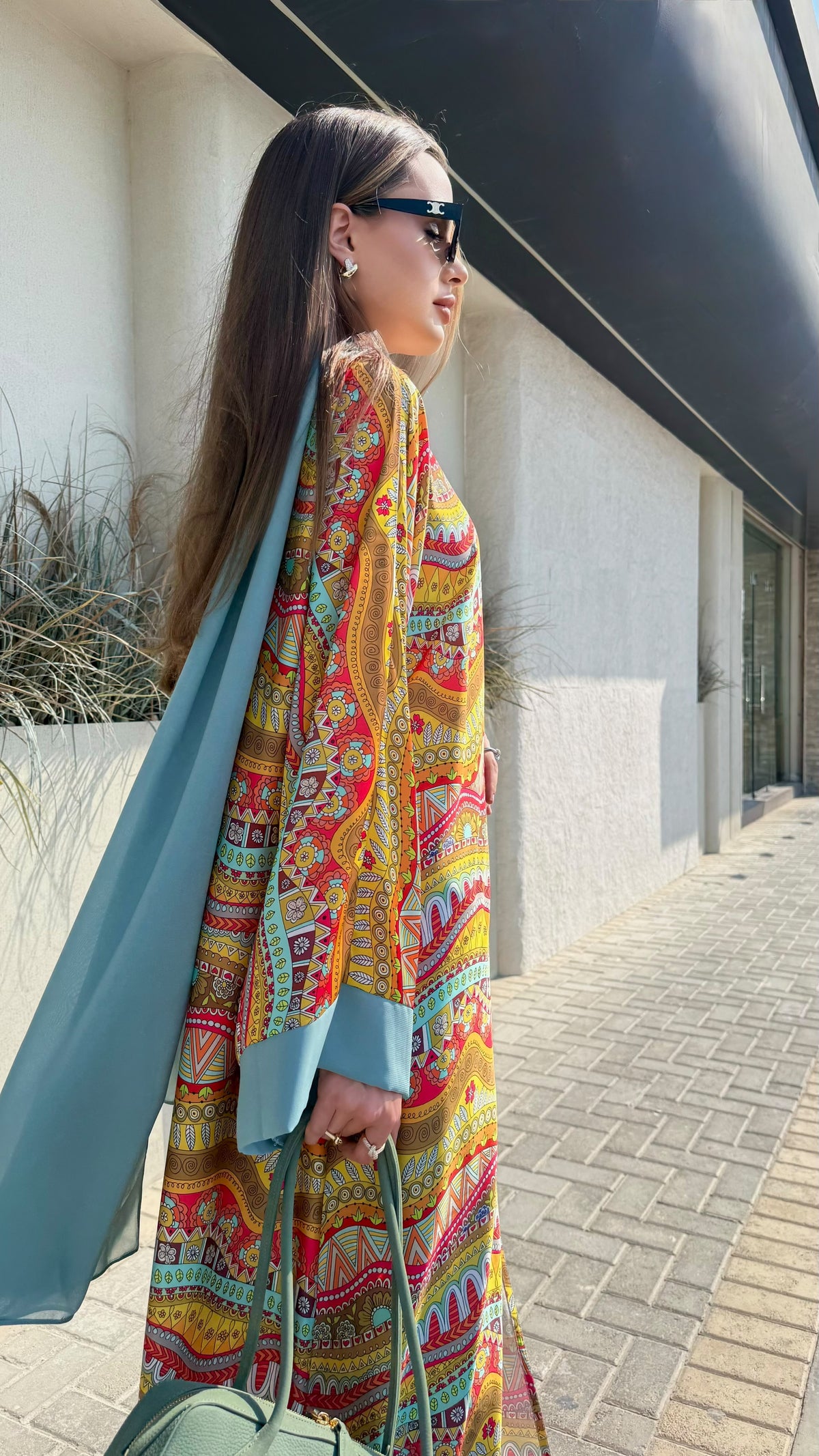 Whimsical Abaya -Mustard x Mint