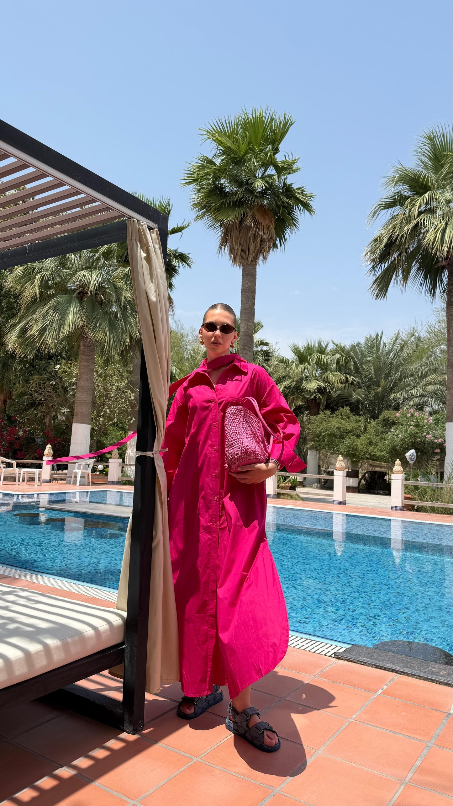 TT Summer Longline Shirt/Dress- Fuschia