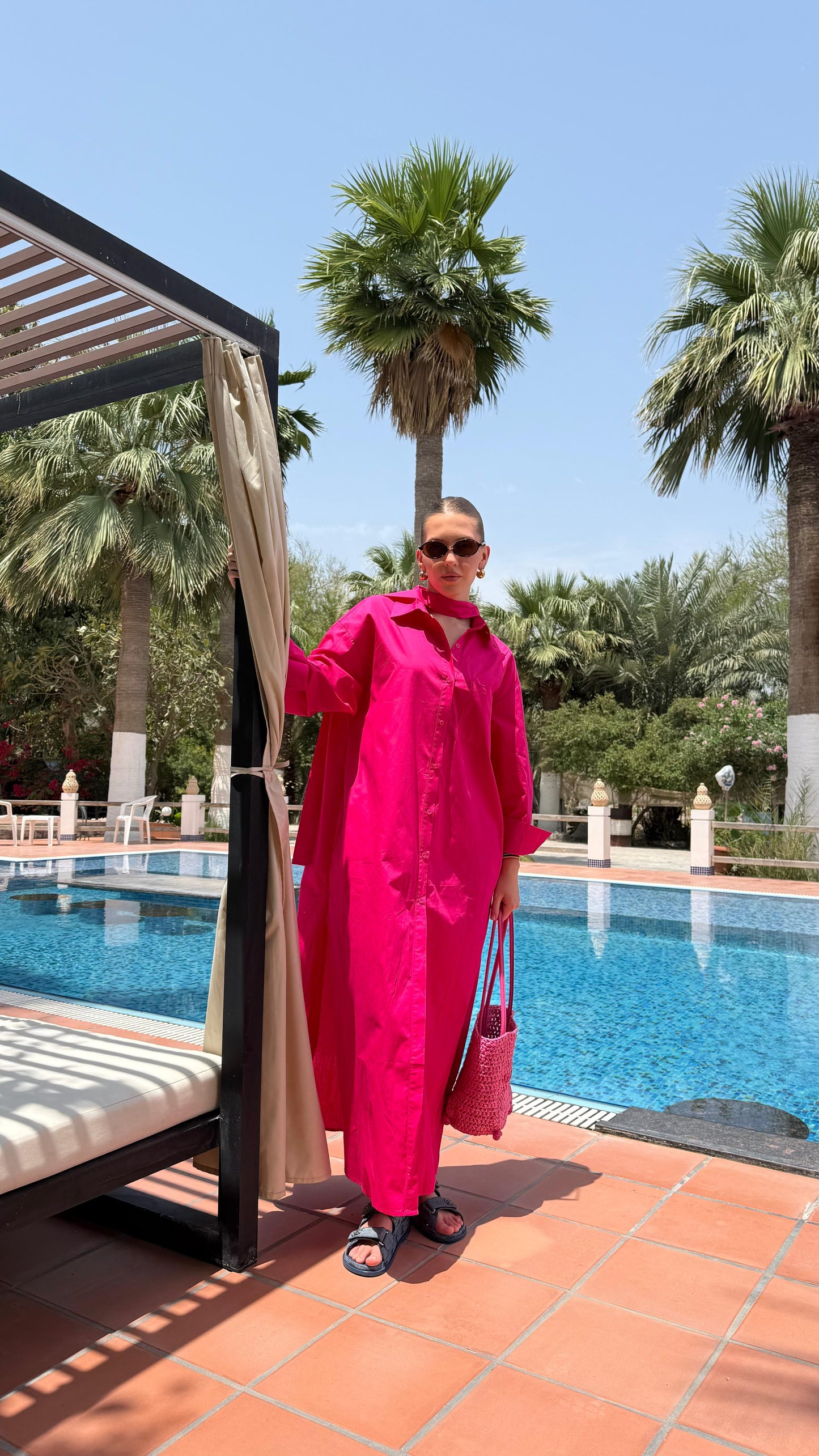 TT Summer Longline Shirt/Dress- Fuschia
