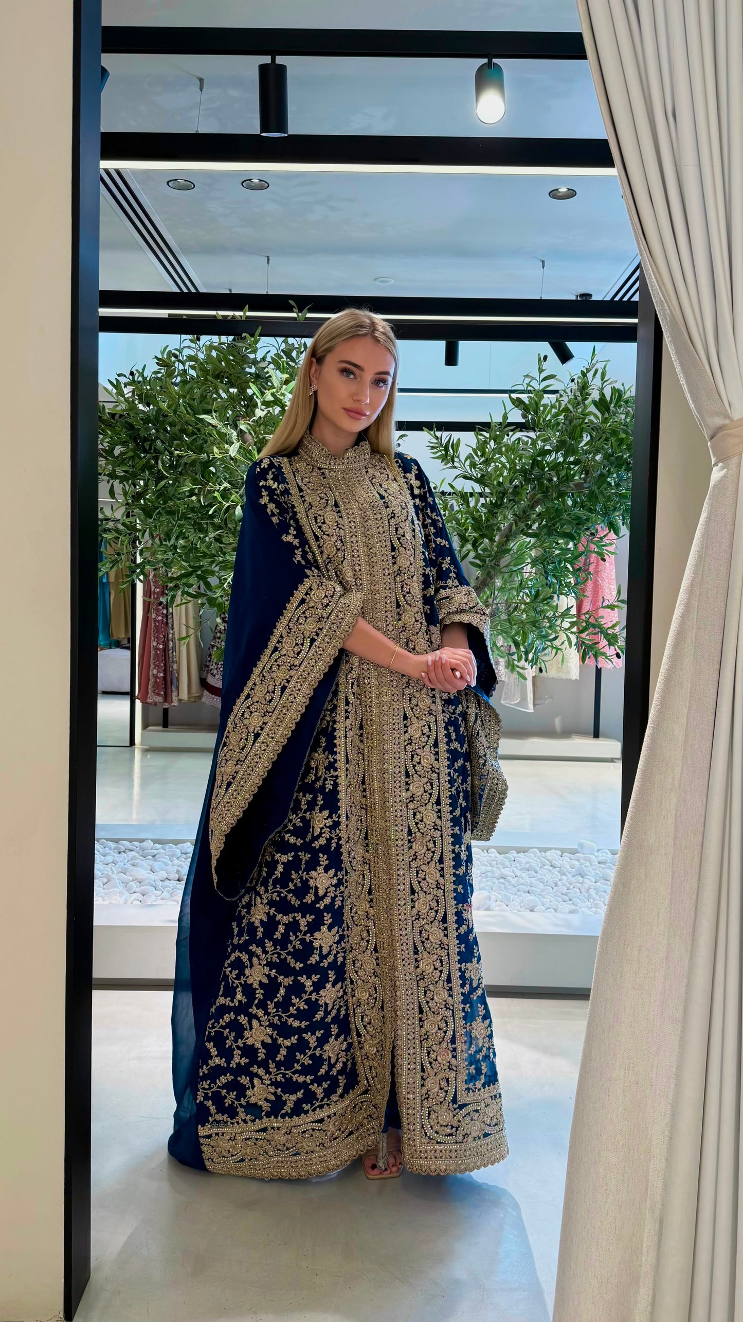 Wide Sleeves Jelwa kaftan -Blue