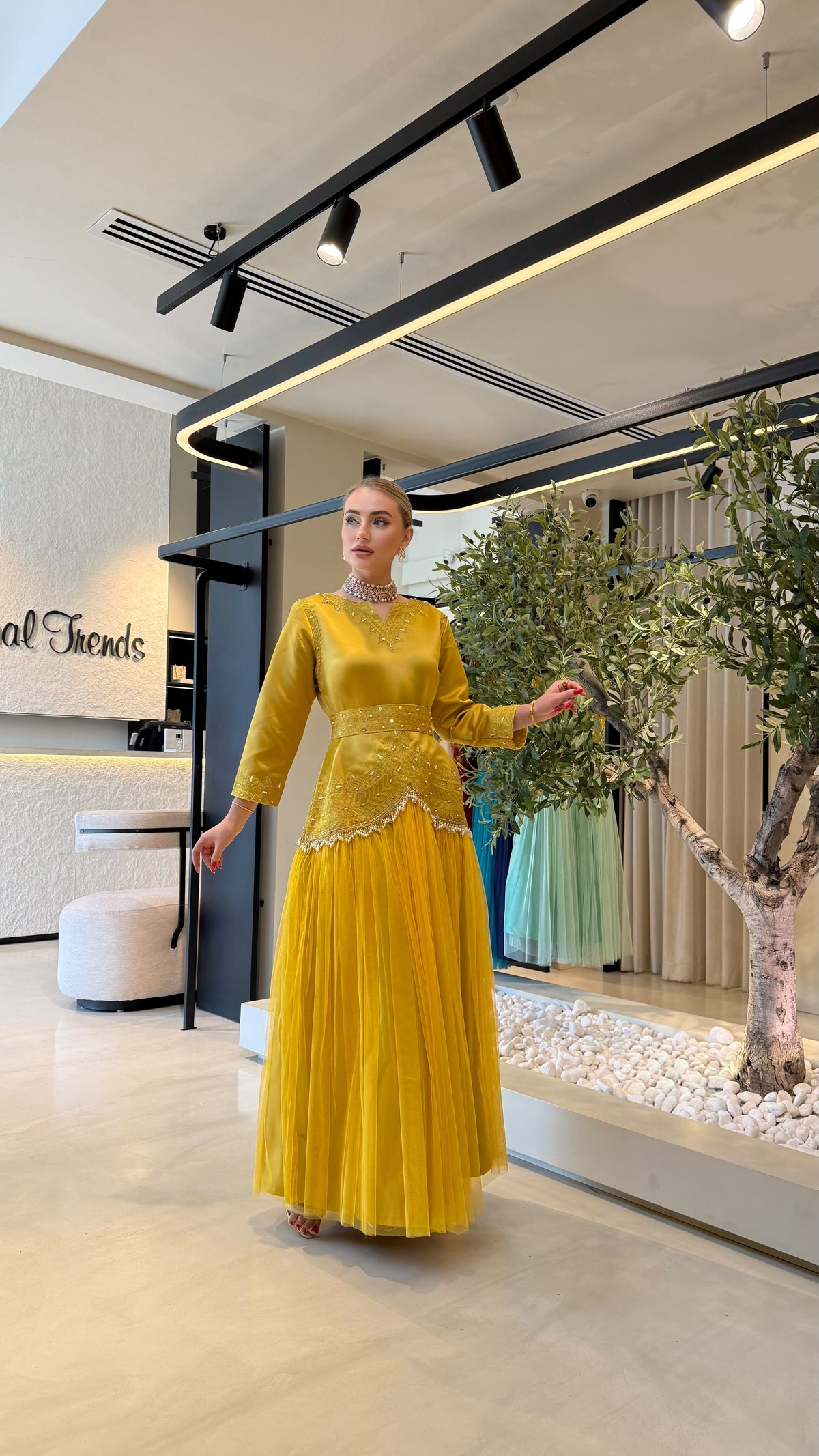 Nashel Jelwa Dress X Tulle x Pearls -Mustard
