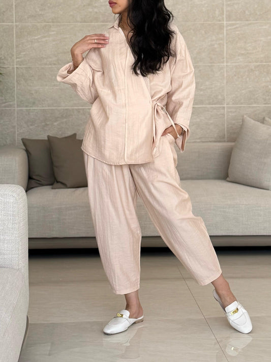 The linen summer Set- light Beige