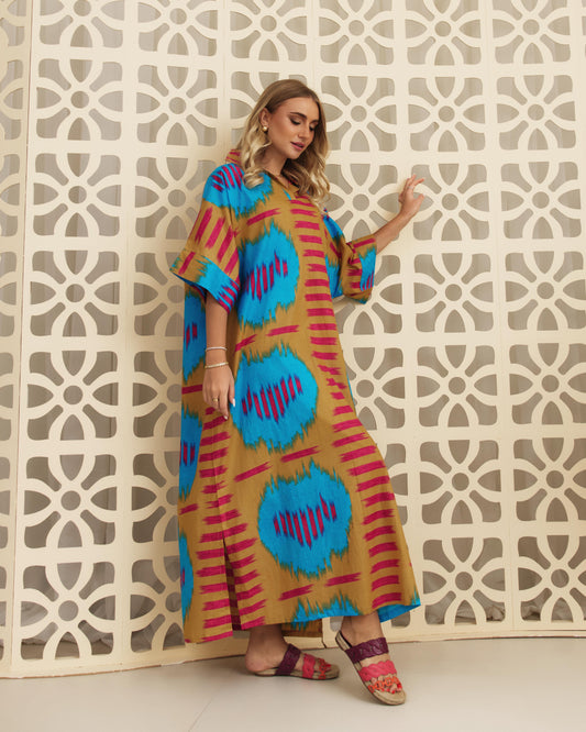 TT Signature Summer Dress- Mustard Prints