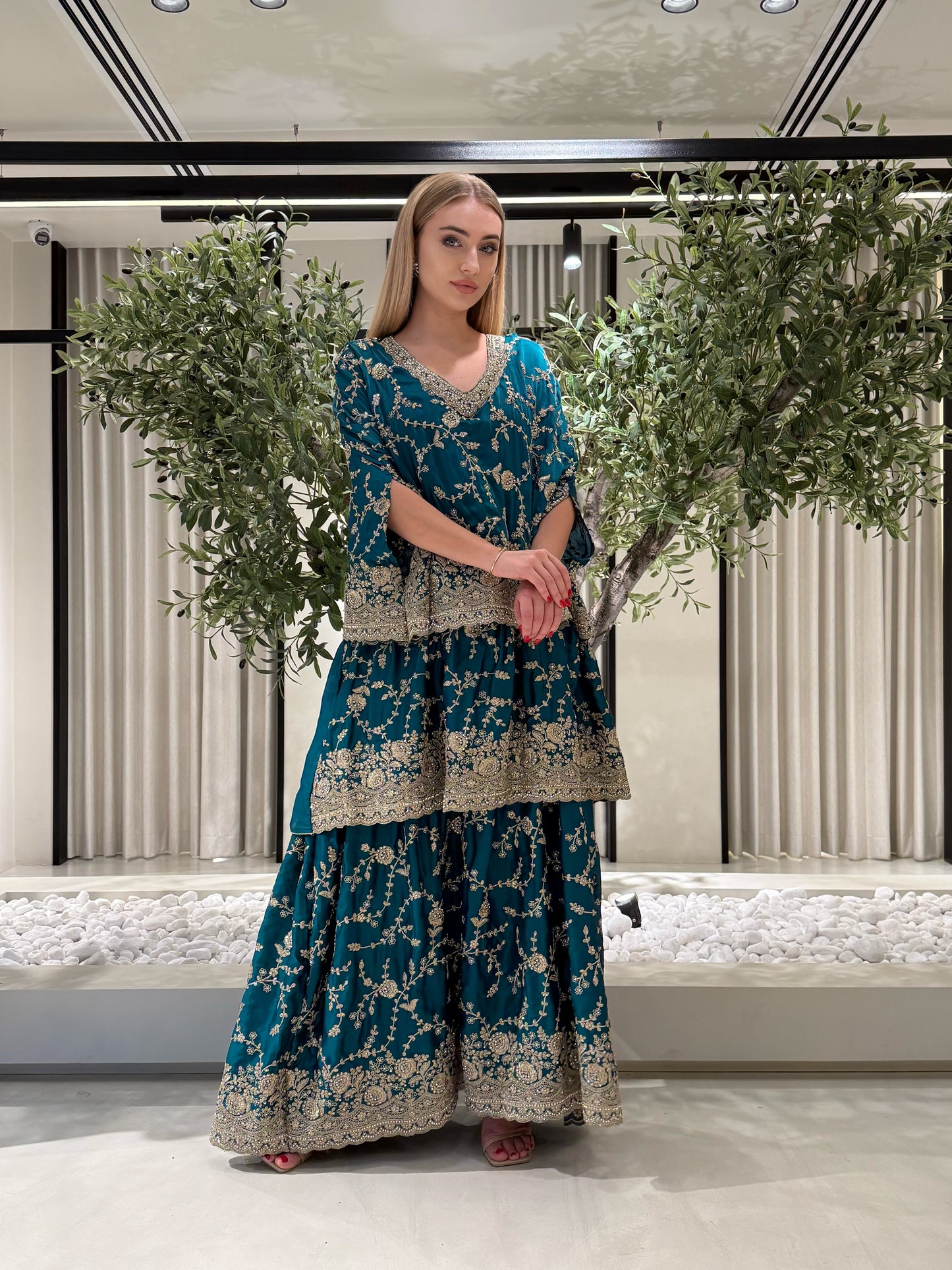 Triple layer Jelwa cape - Green