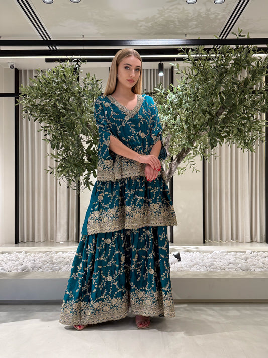 Triple layer Jelwa cape - Green