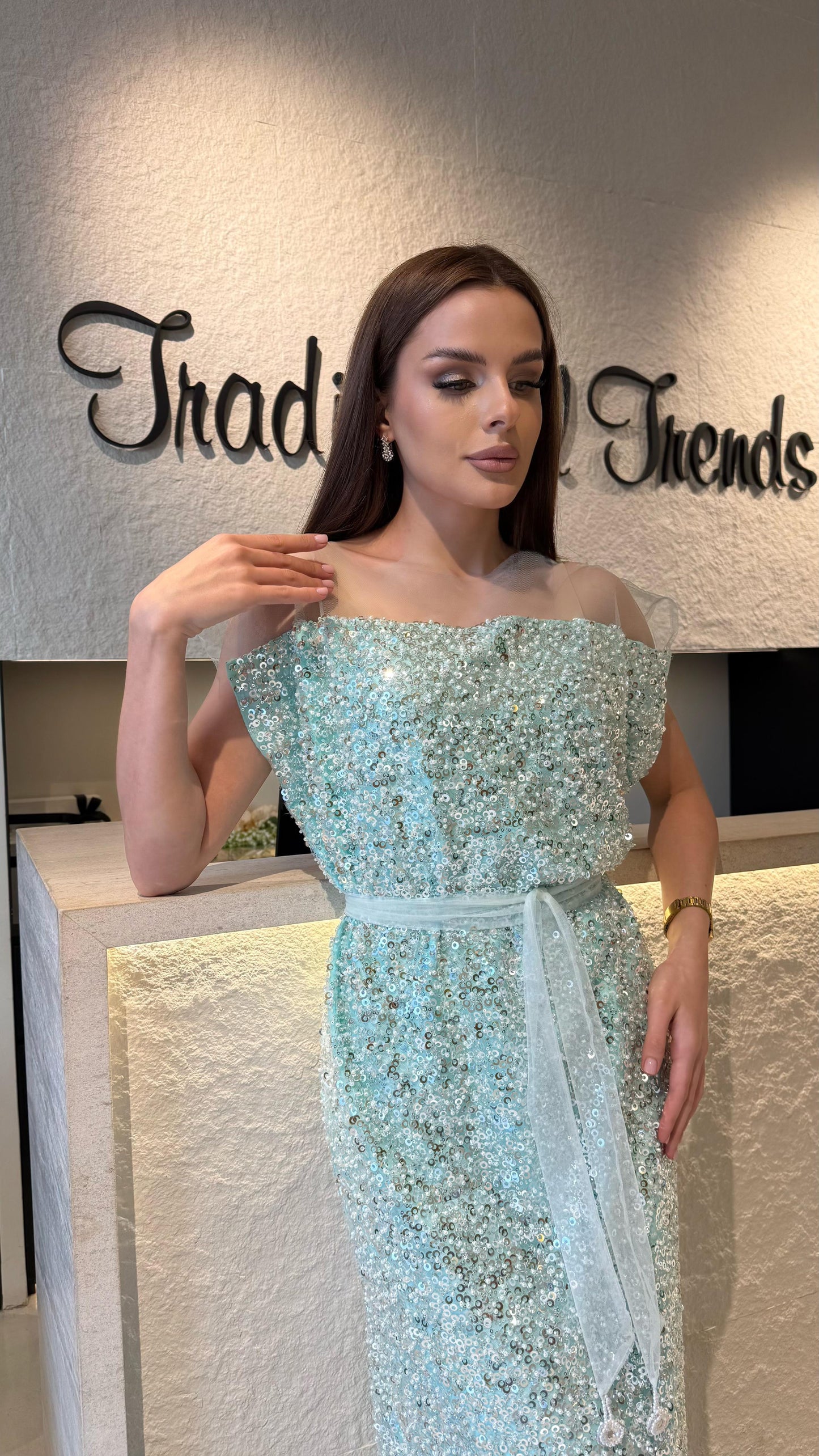 Straight Cut jelwa Kaftan -Aqua