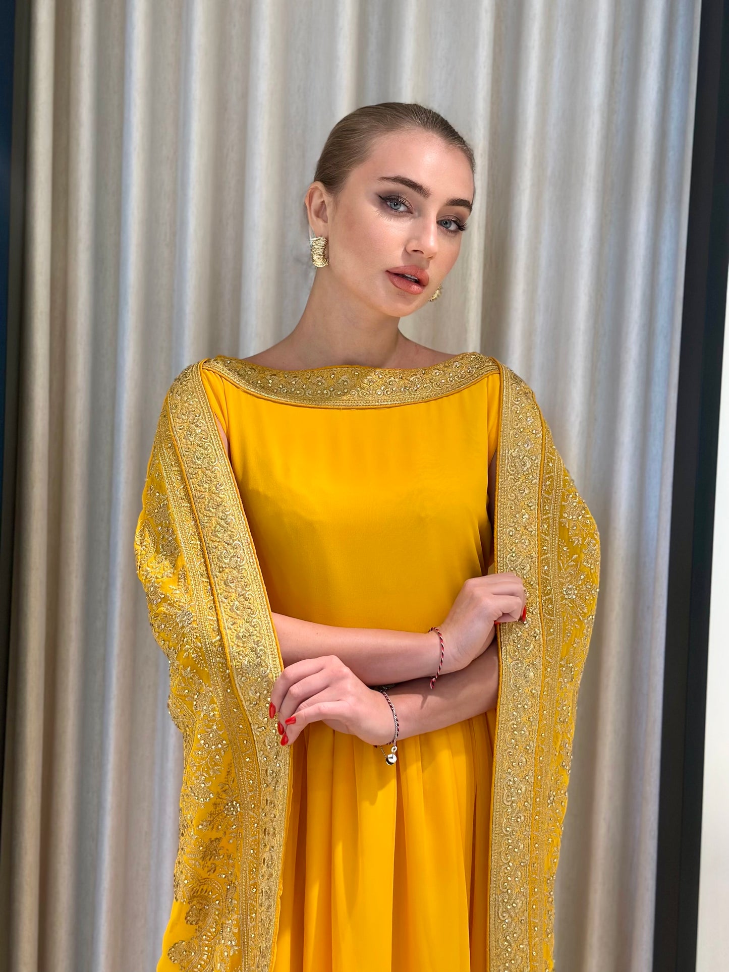 Cape kaftan Dress- Yellow