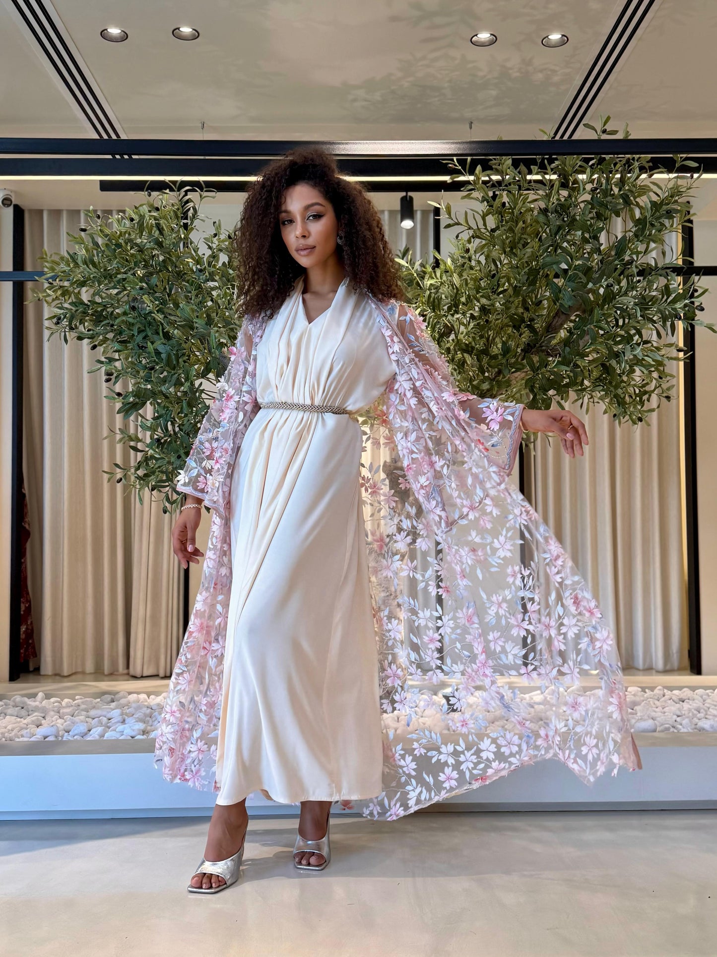 Florals Bisht Set - Pink