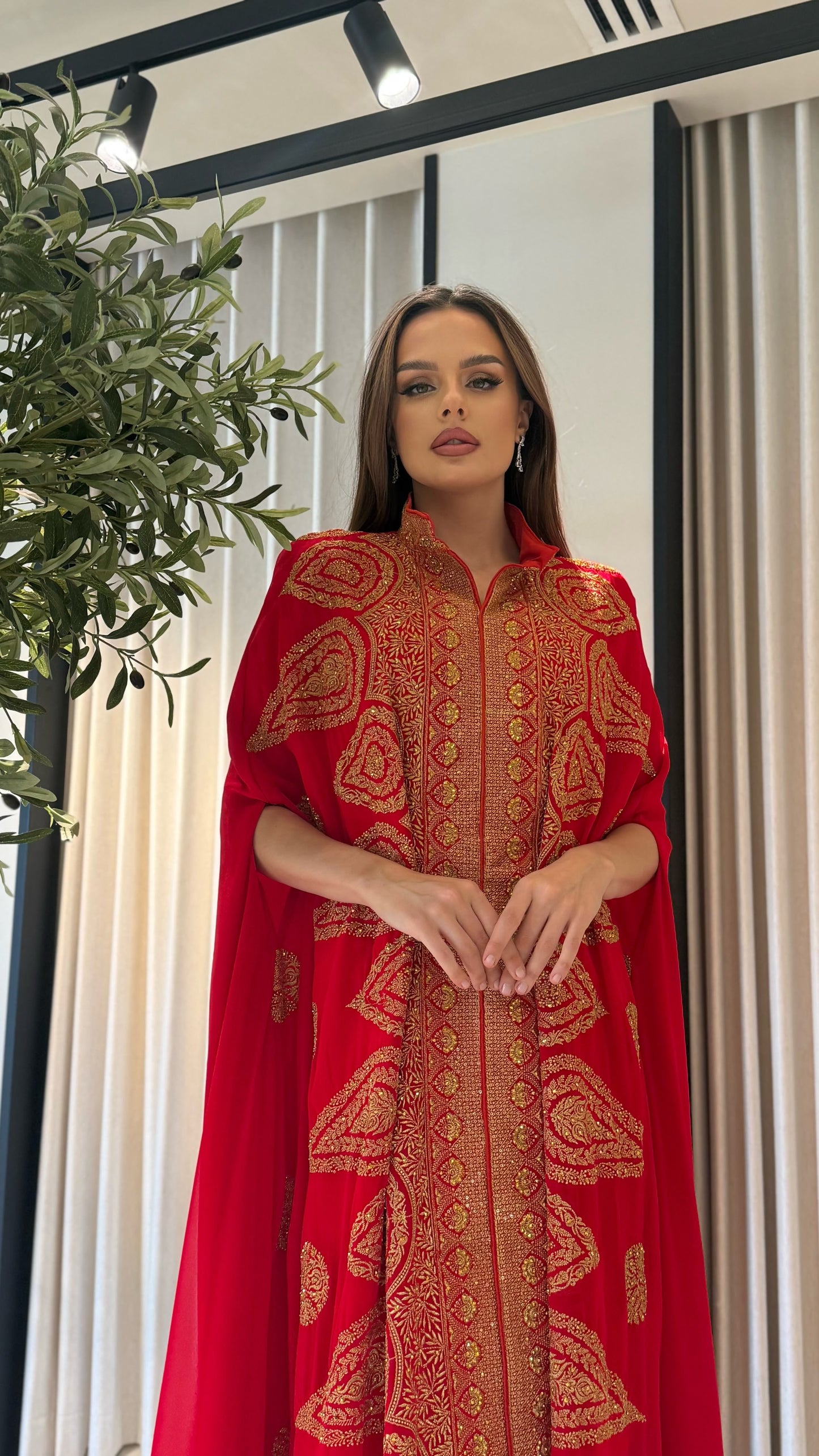 Cape Ruffles Jelwa kaftan -Red