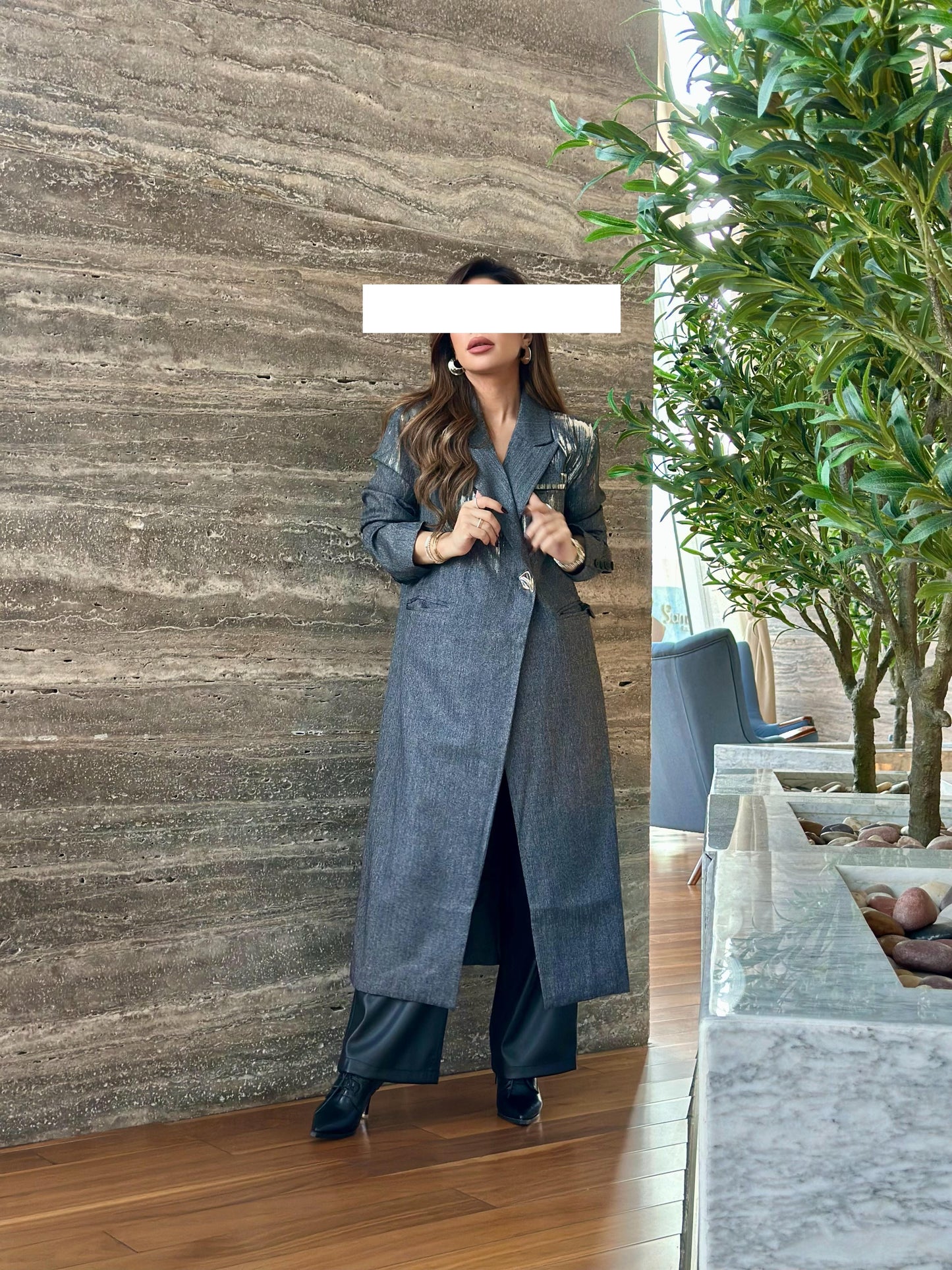 Winter Blazer Bisht- Grey x Silver