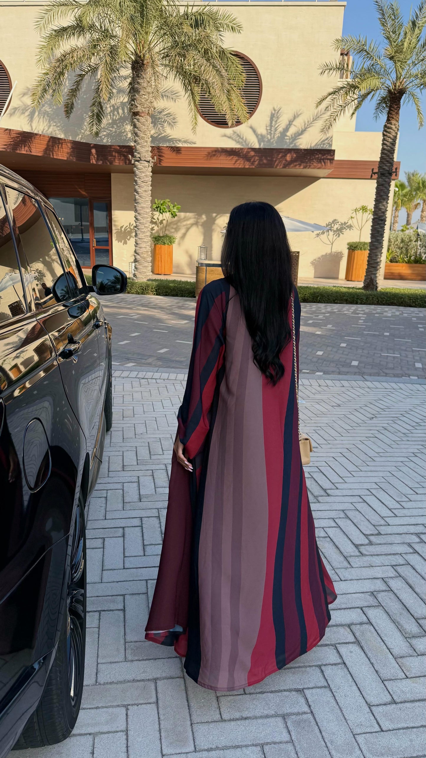 The Double Printed Chiffoun Abaya -Maroon