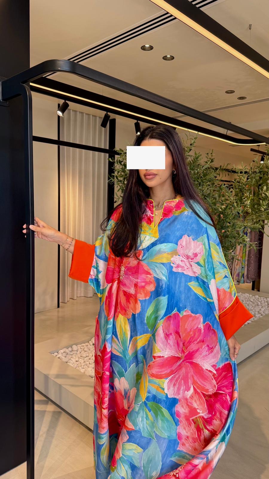 Summer floral kaftan  - Red X Blue Florals