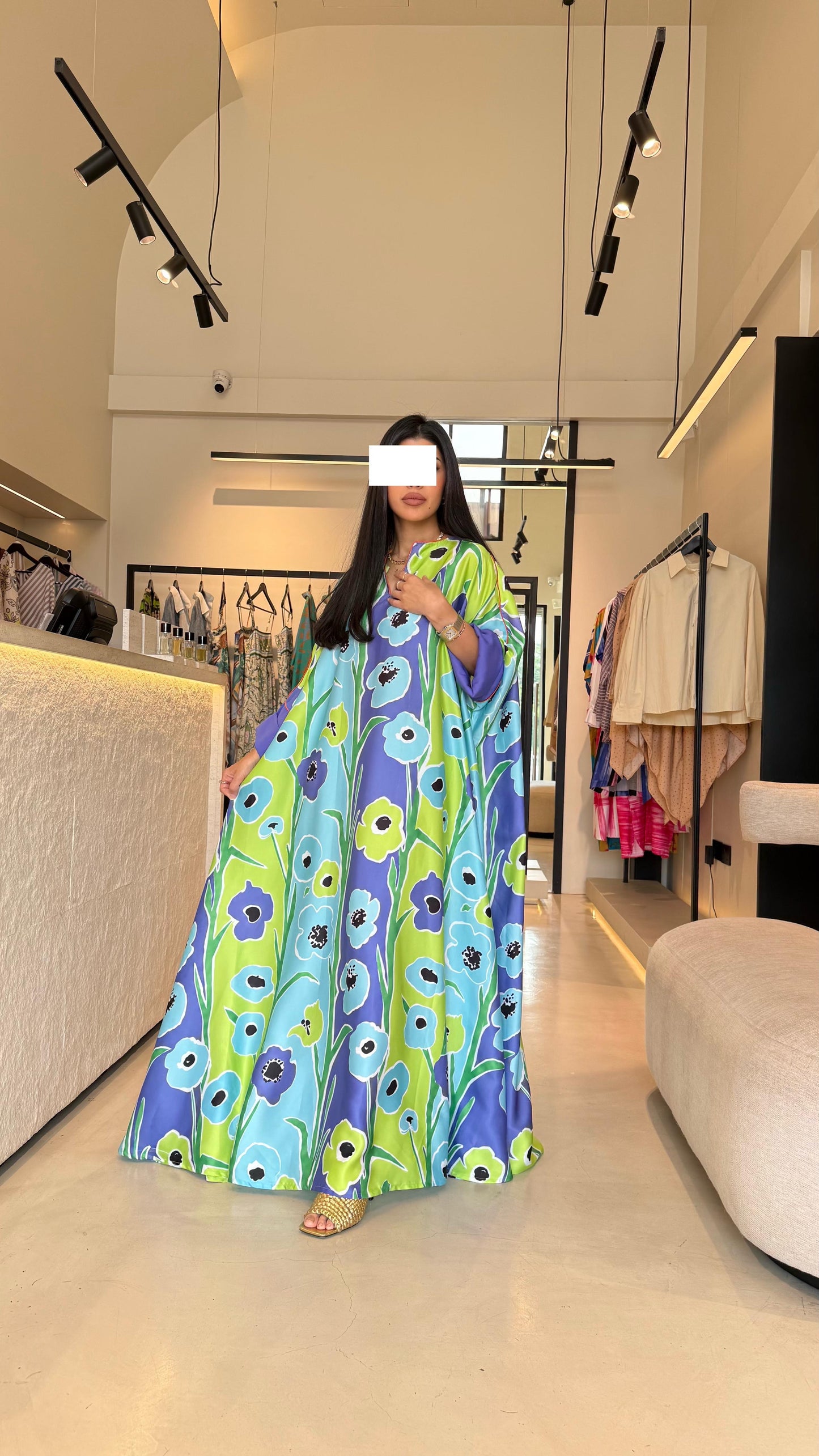 Summer floral kaftan  - Purple x Blue florals