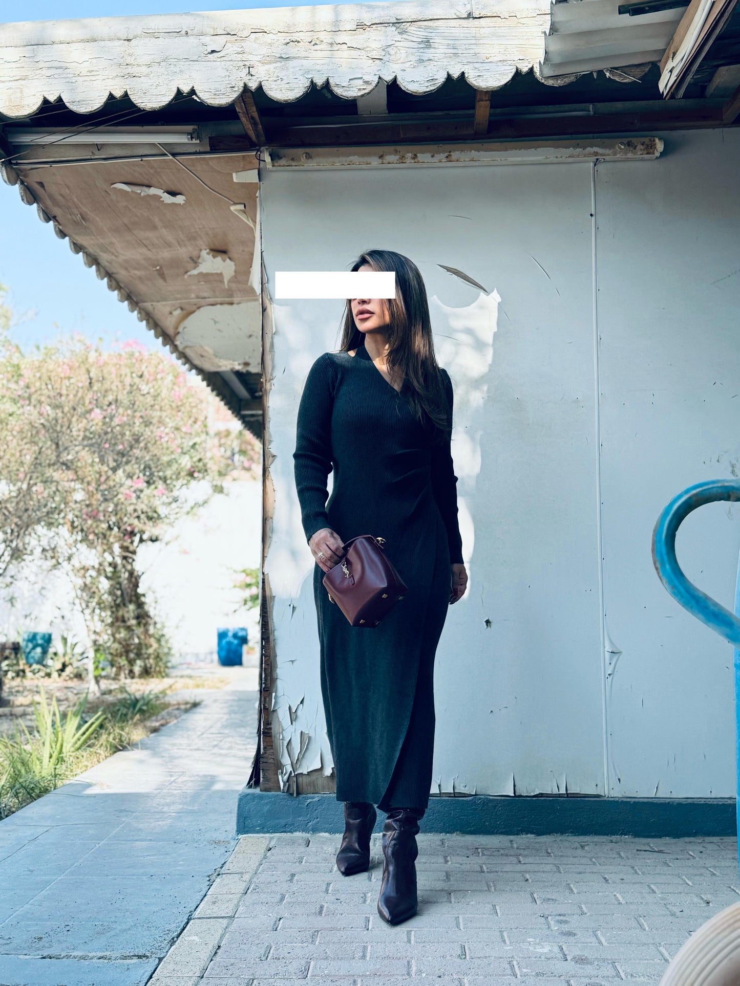 Winter Dress  - Draped wool Grey