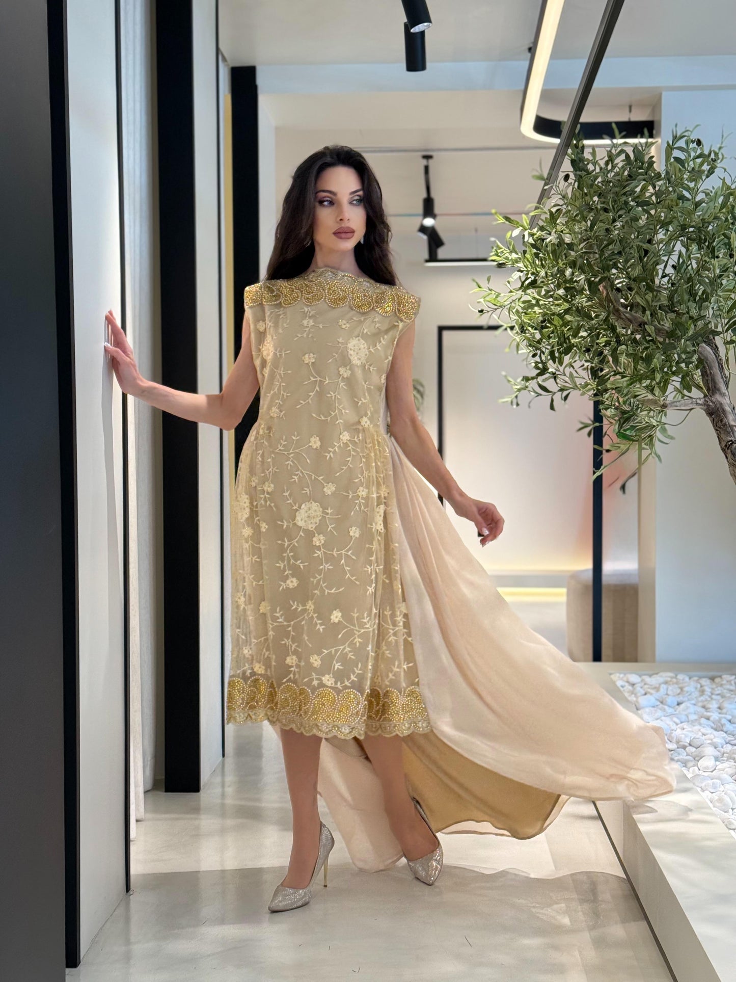 Jelwa High-low Caramel Dress