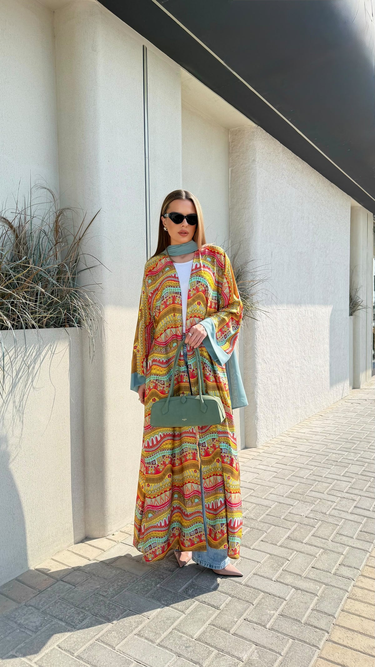 Whimsical Abaya -Mustard x Mint