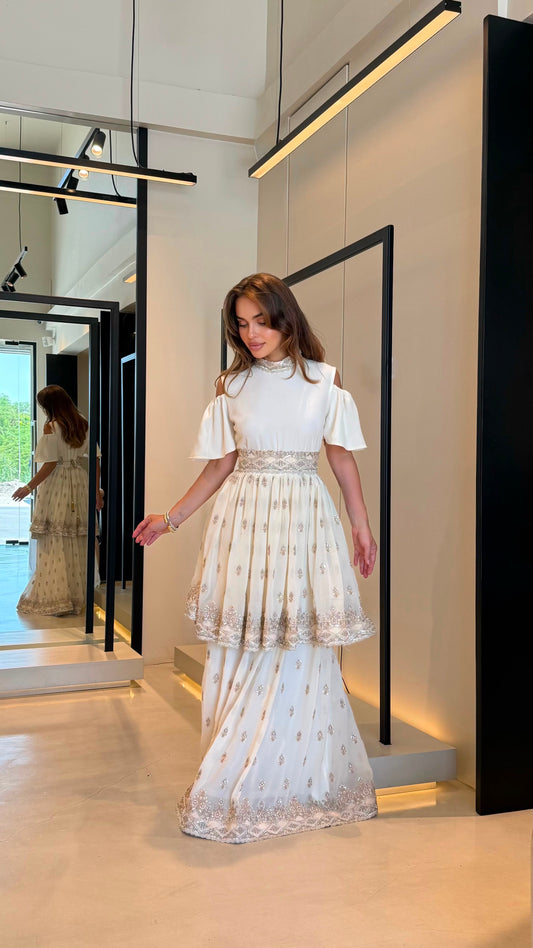 Cutout Jelwa Kaftan Dress-white