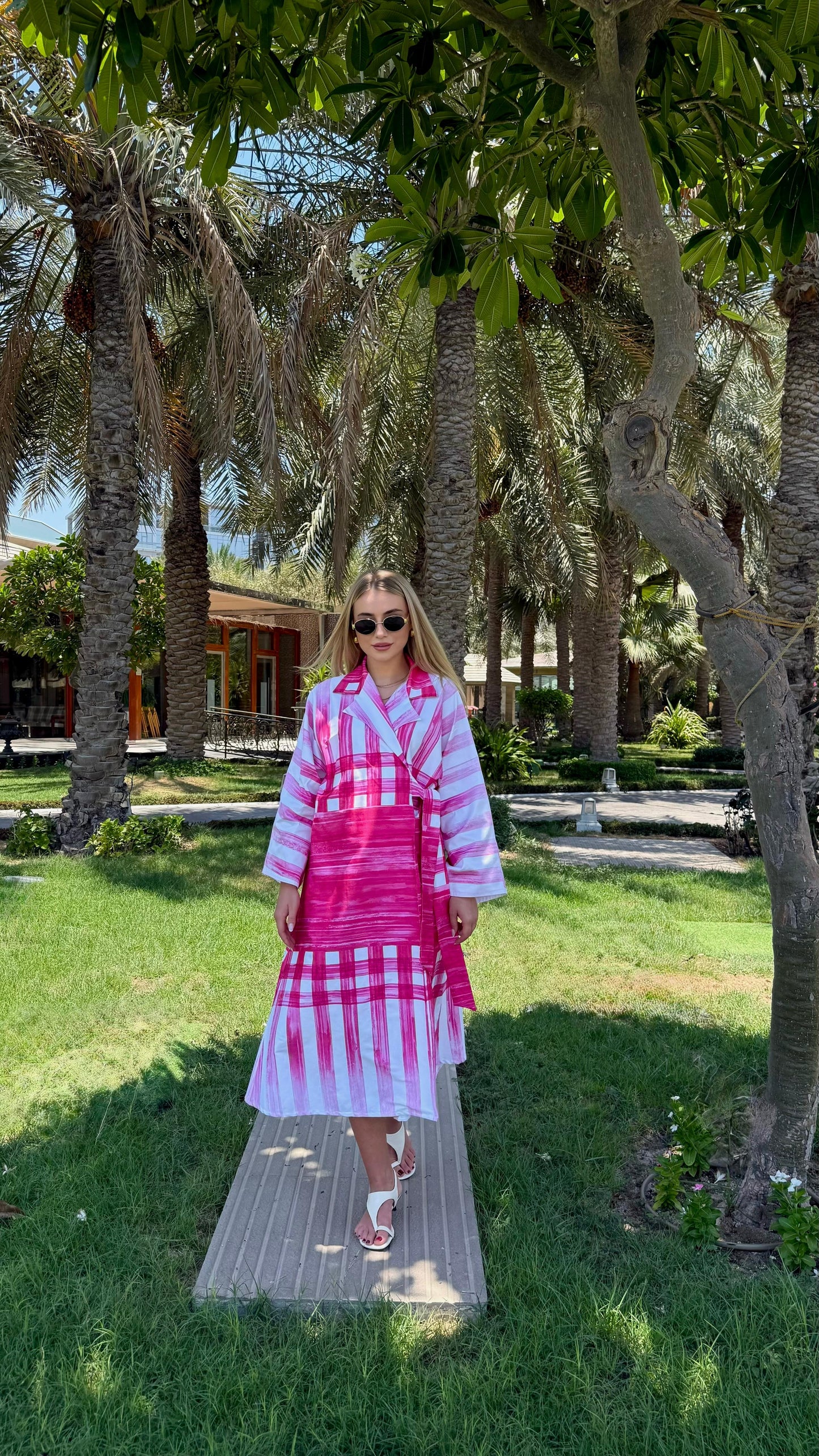 Summer Collection - white x pink wrapped Dress set