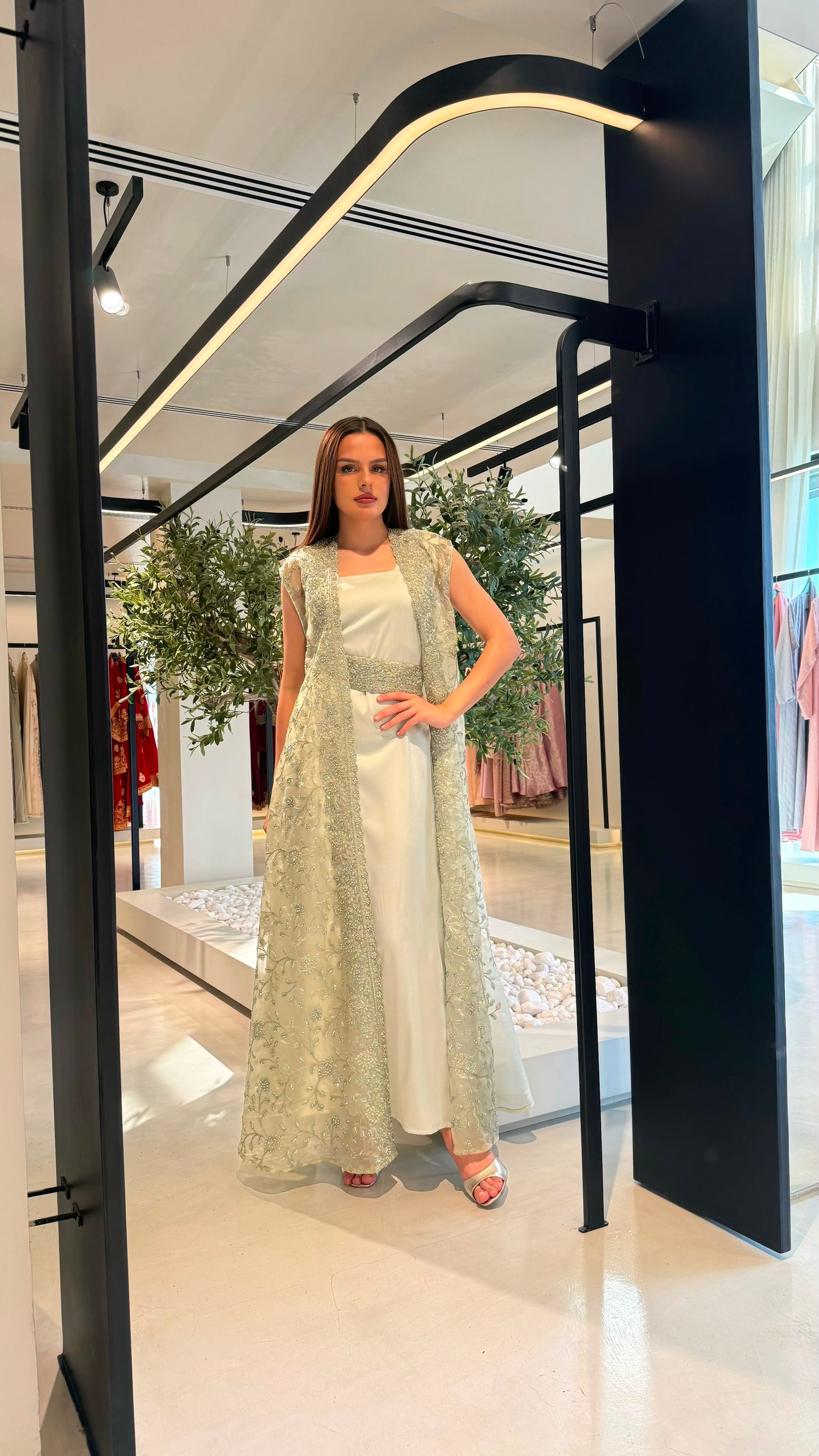 Sleevesless Jelwa kaftan -Pistachio