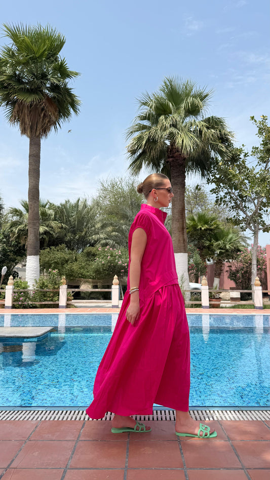 TT Summer Zipper Dress- Fuschia