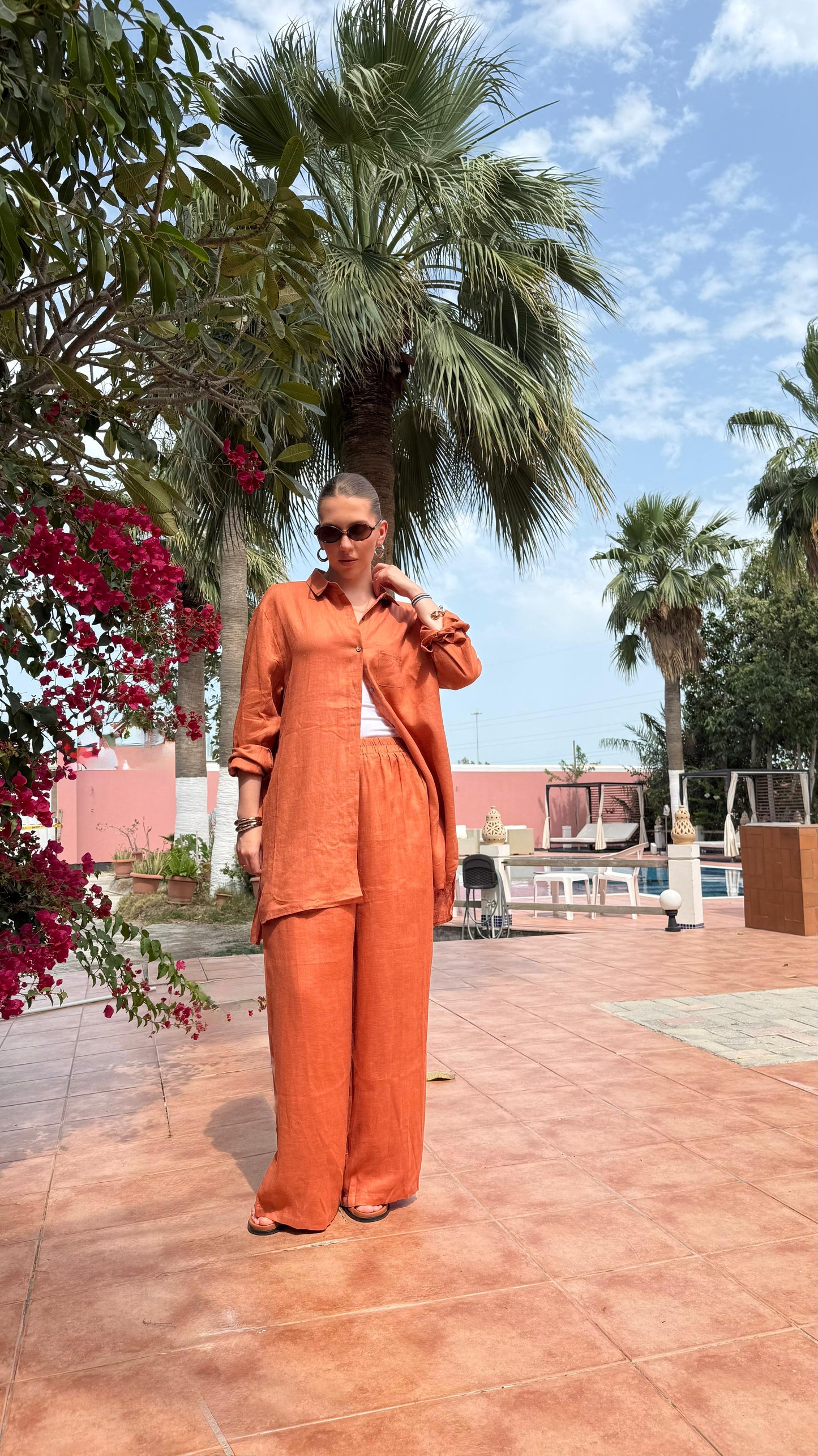 TT Summer Linen Set-Tan