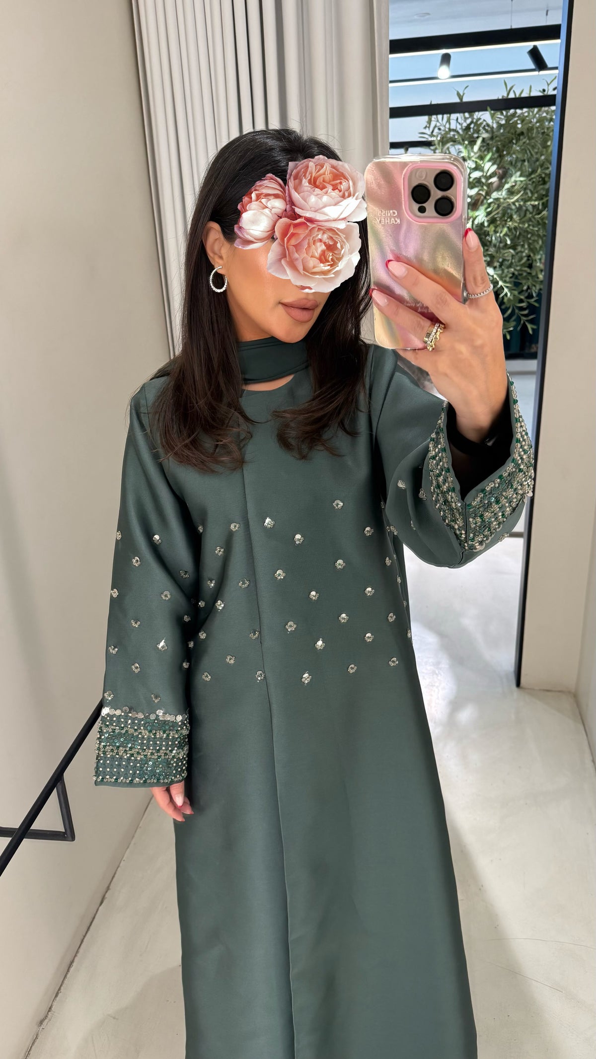 Premium Abaya Collection - Teal Embellishments