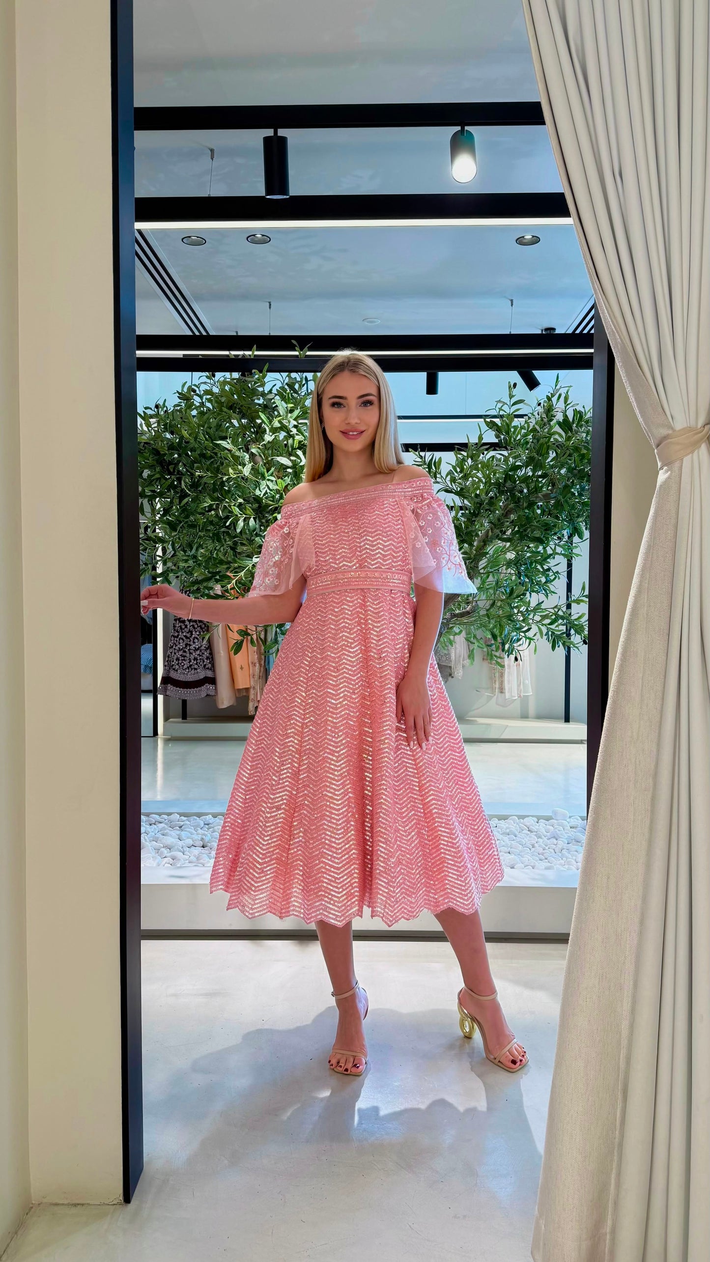 Midi fully embellished Jelwa Dress bridal- candy
