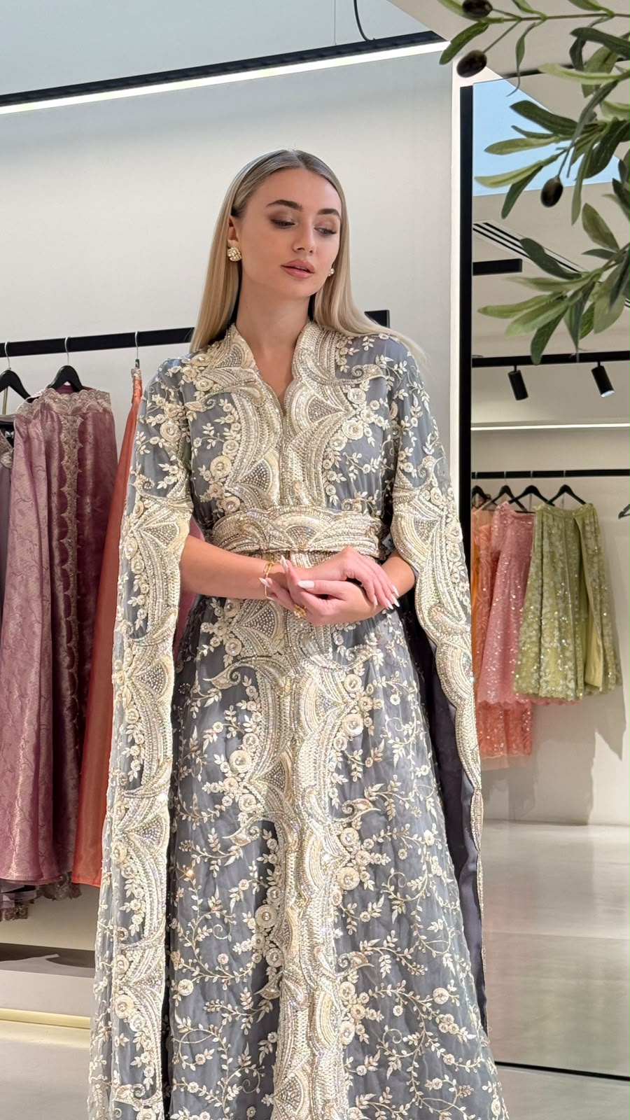Cape Long sleeves Jelwa kaftan - Grey
