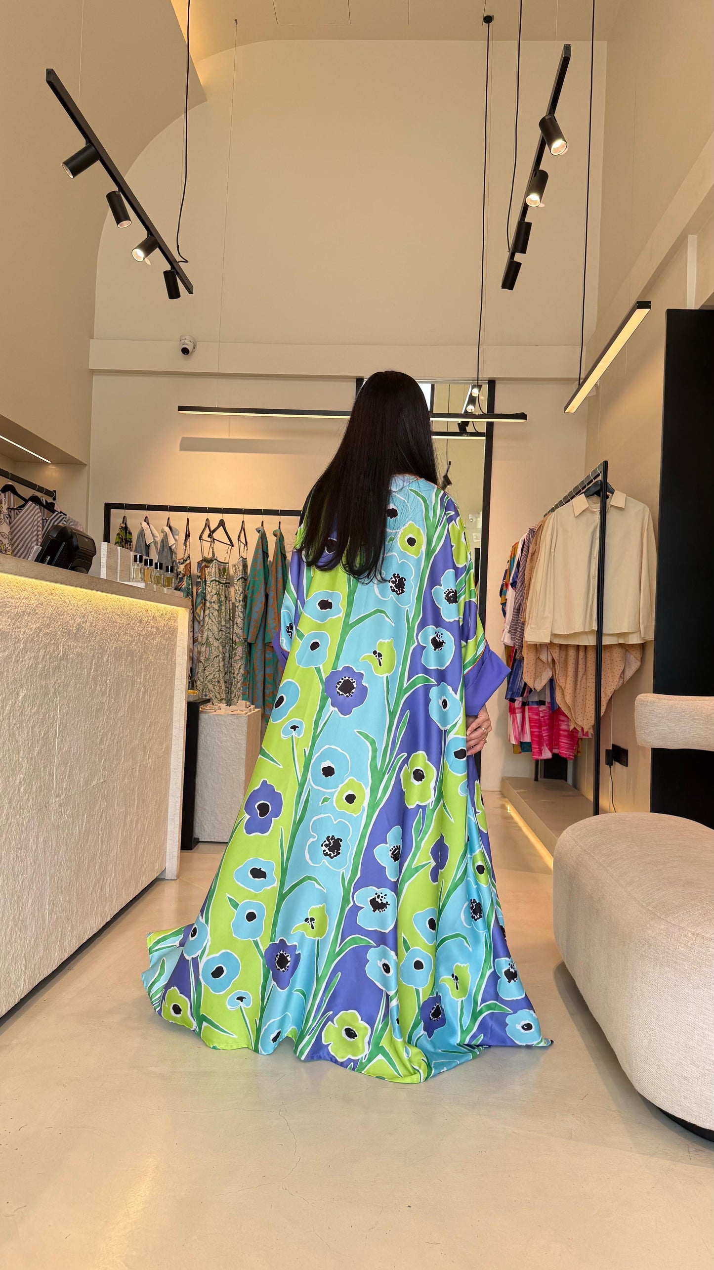 Summer floral kaftan  - Purple x Blue florals