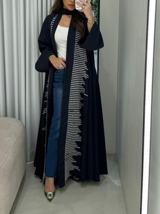 Navy Occasions Abaya- lines