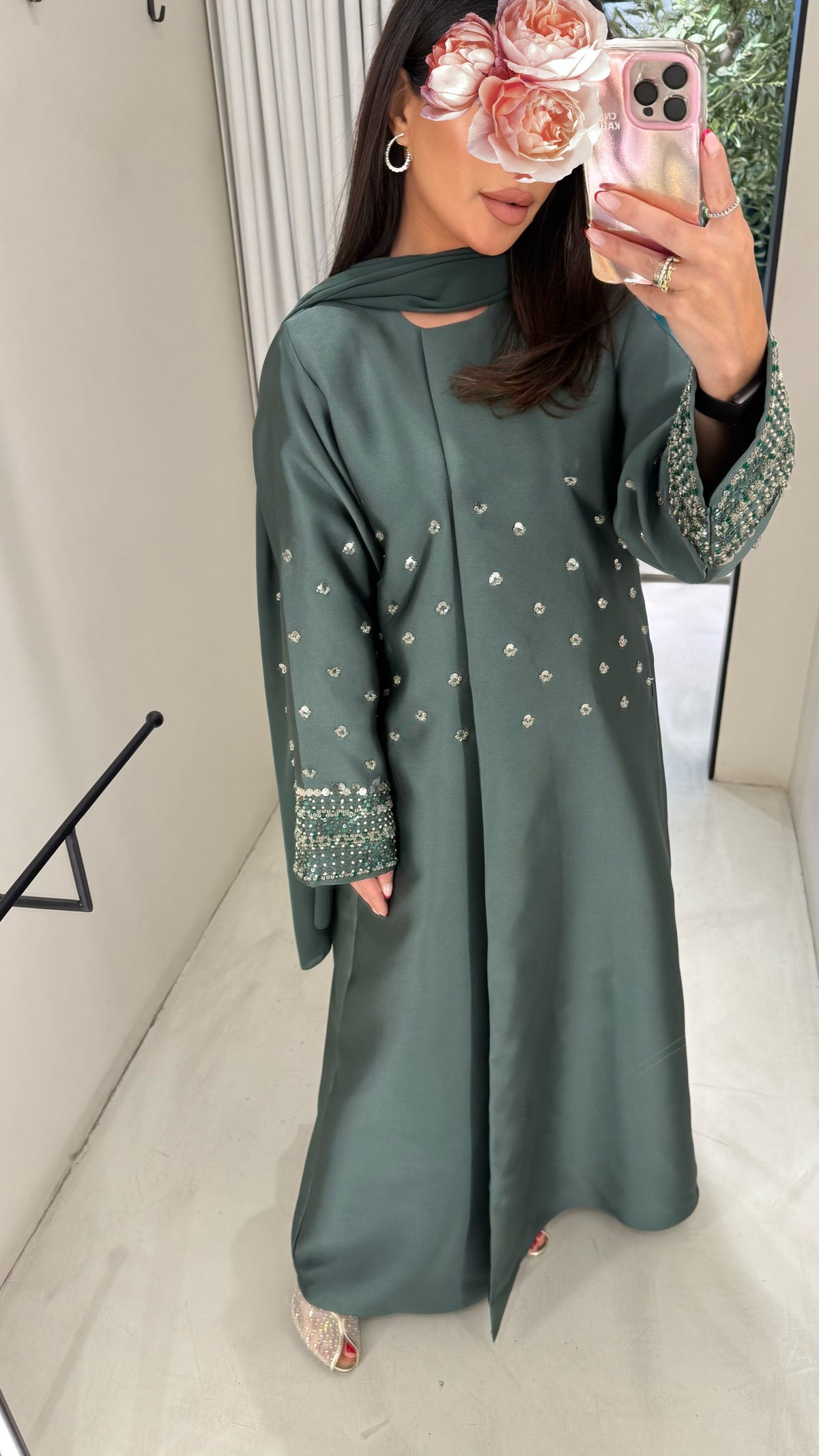 Premium Abaya Collection - Teal Embellishments