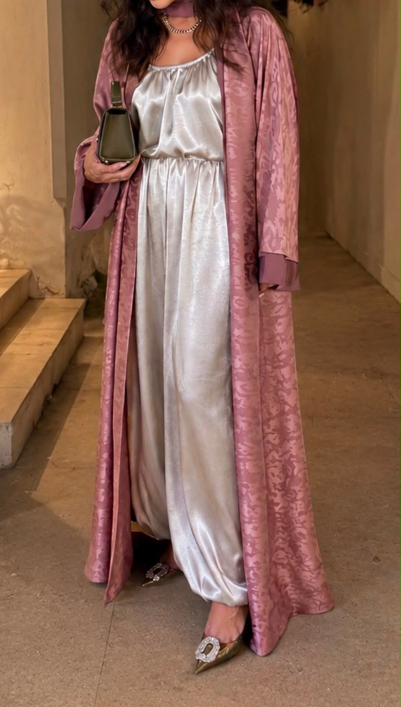 Silk Abaya -Nude