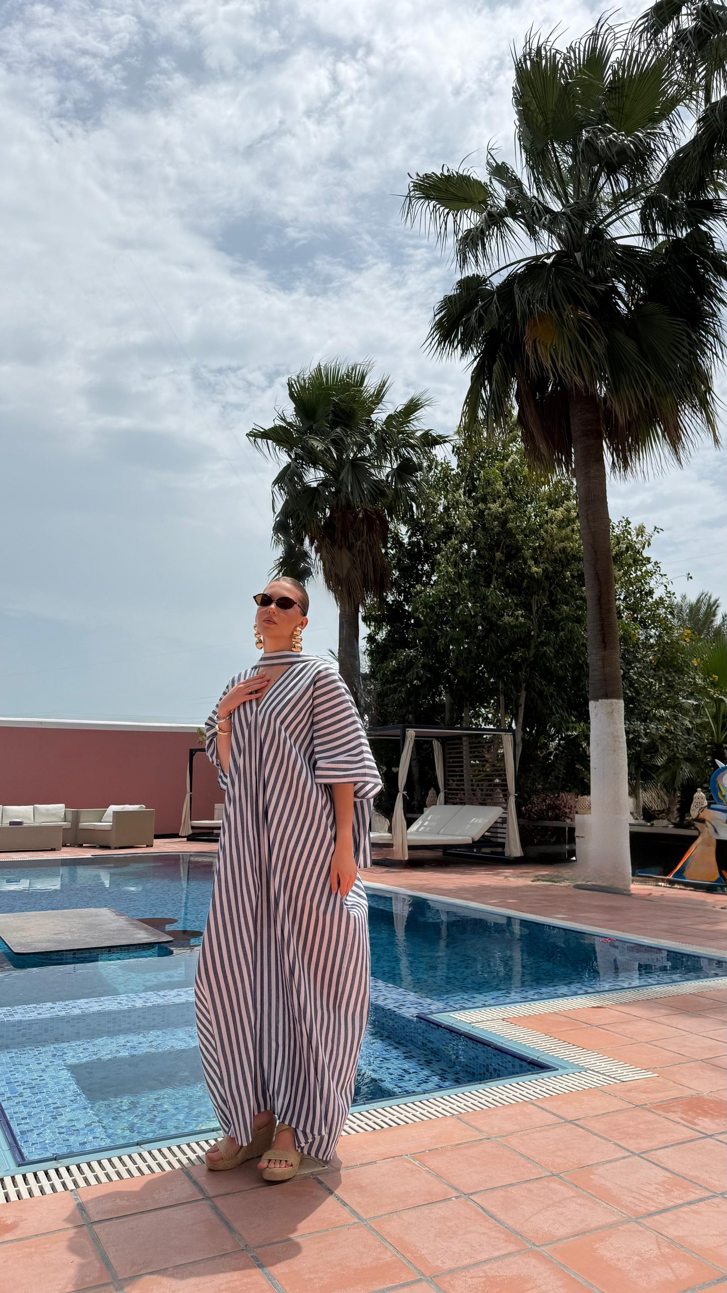 TT Summer Dress- grayish blue Stripes